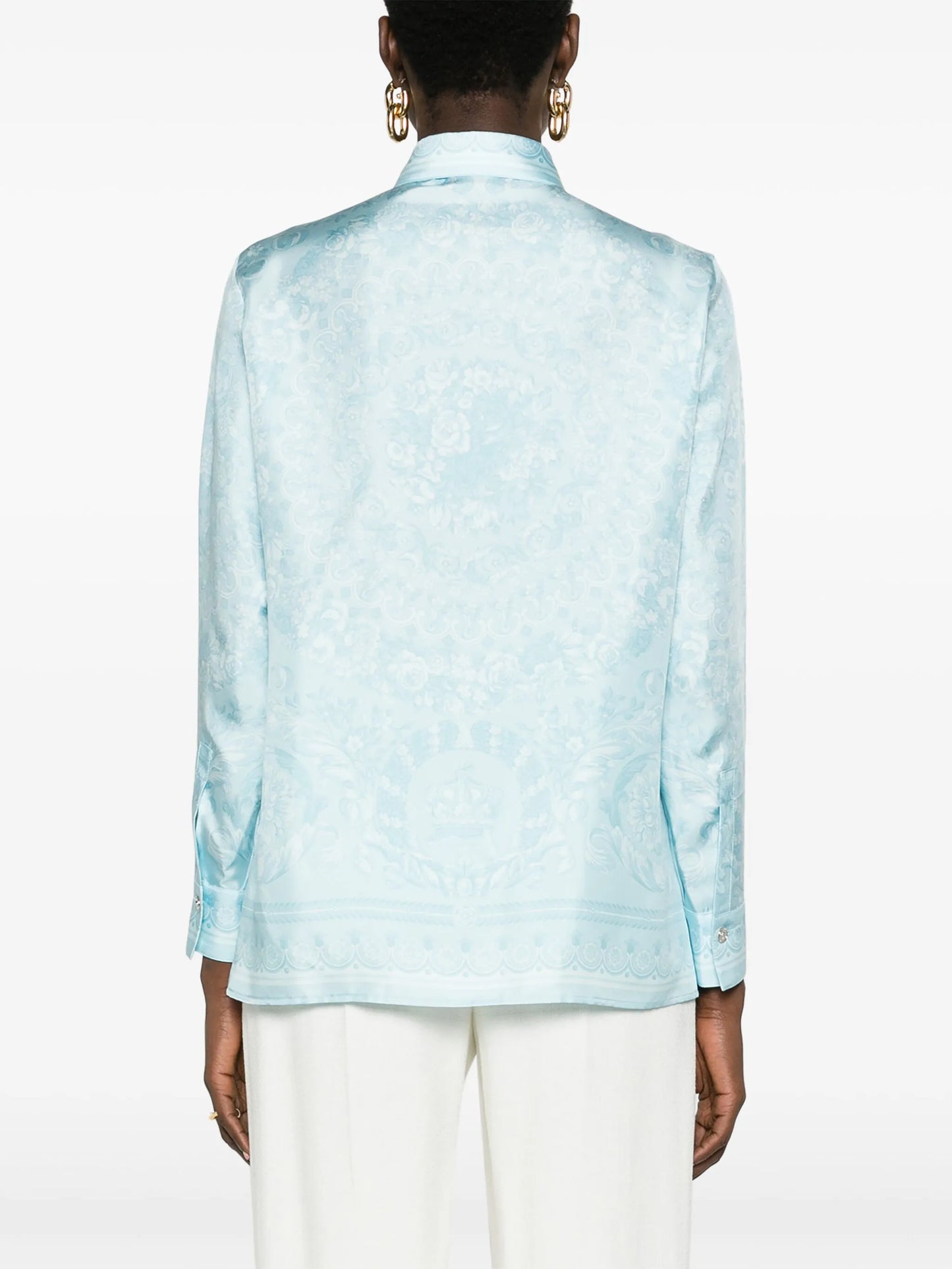 Barocco-print silk shirt