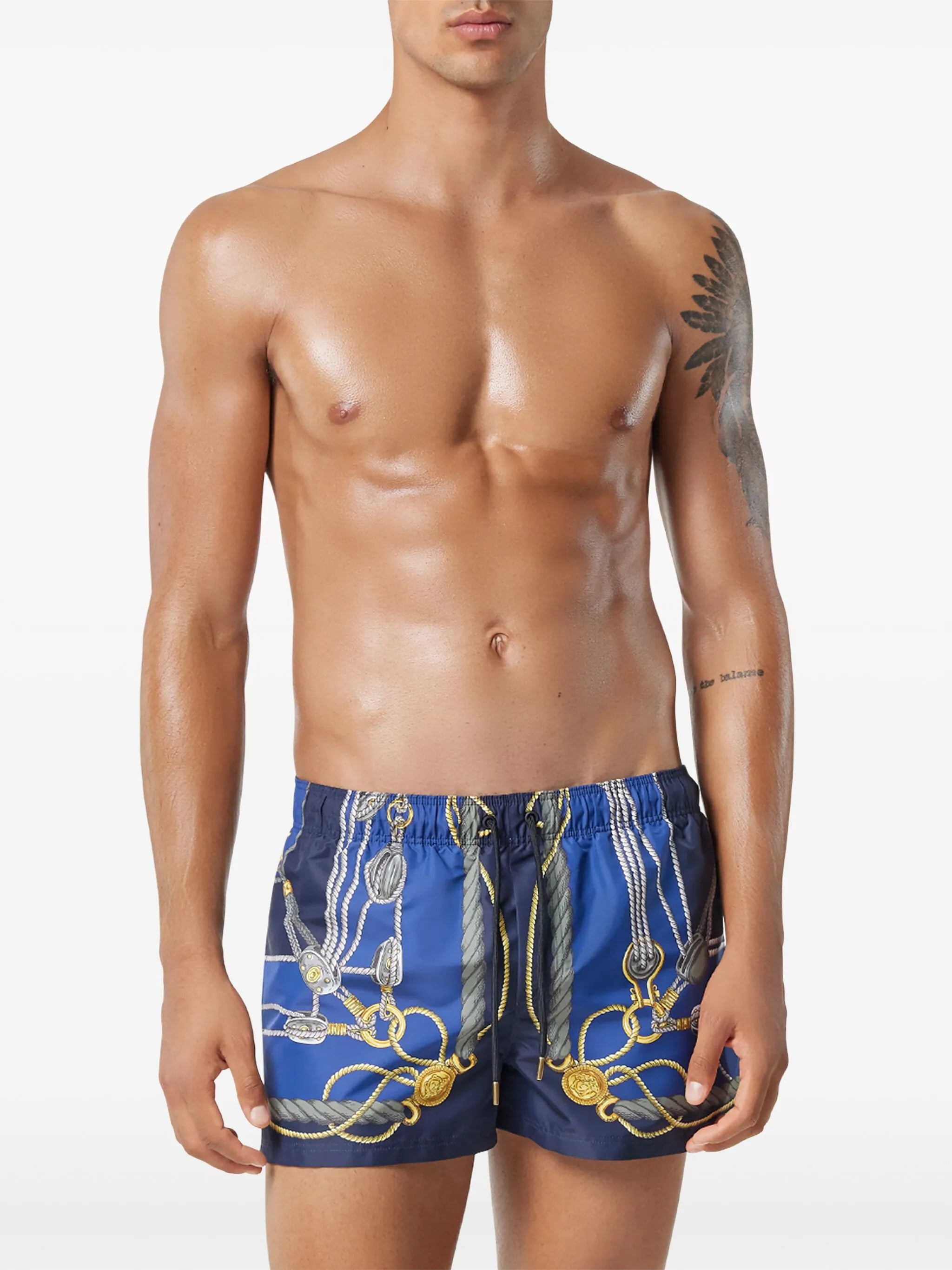 Nautical graphic-print swim shorts
