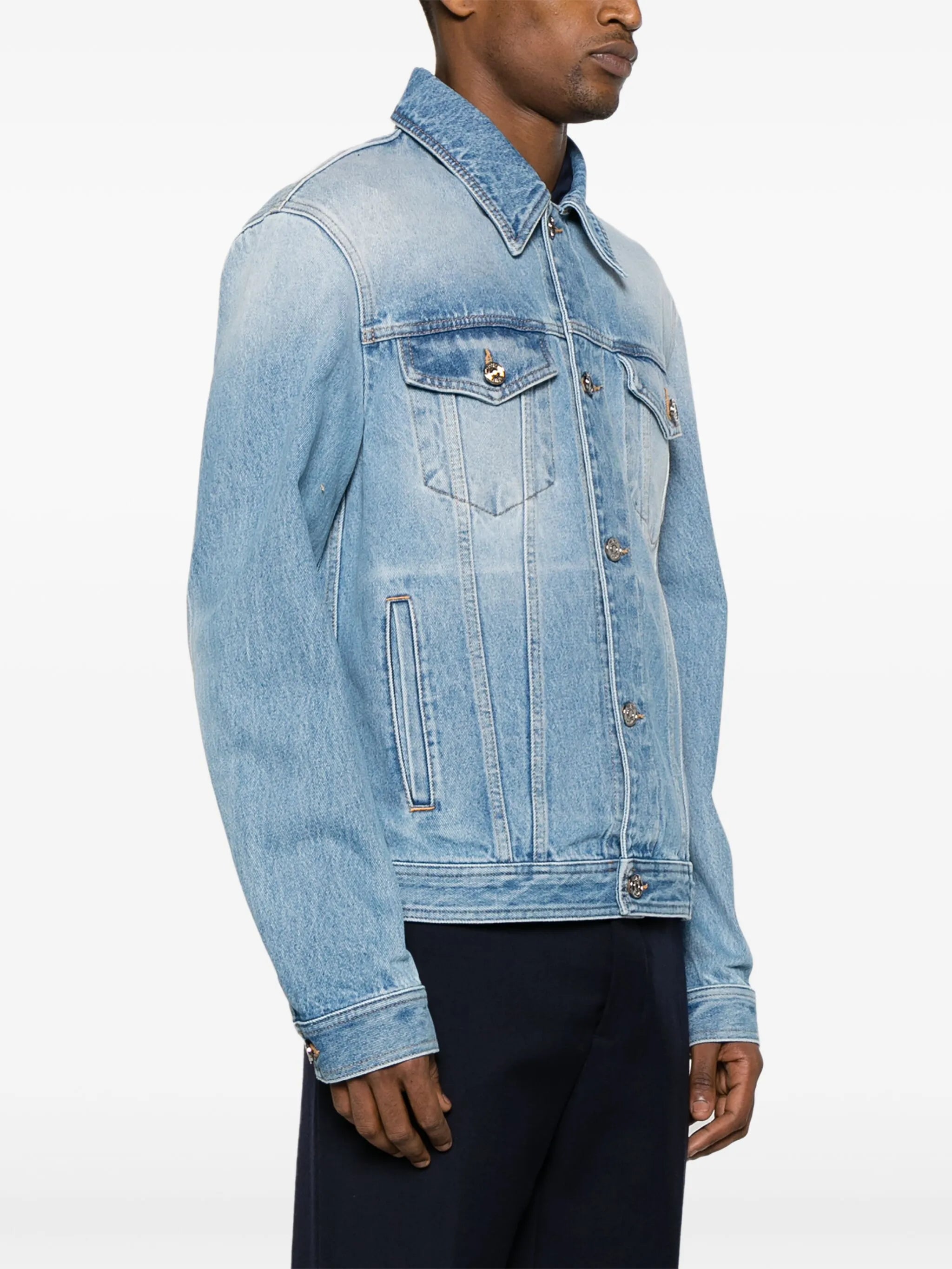 Medusa Biggie-embellished denim jacket