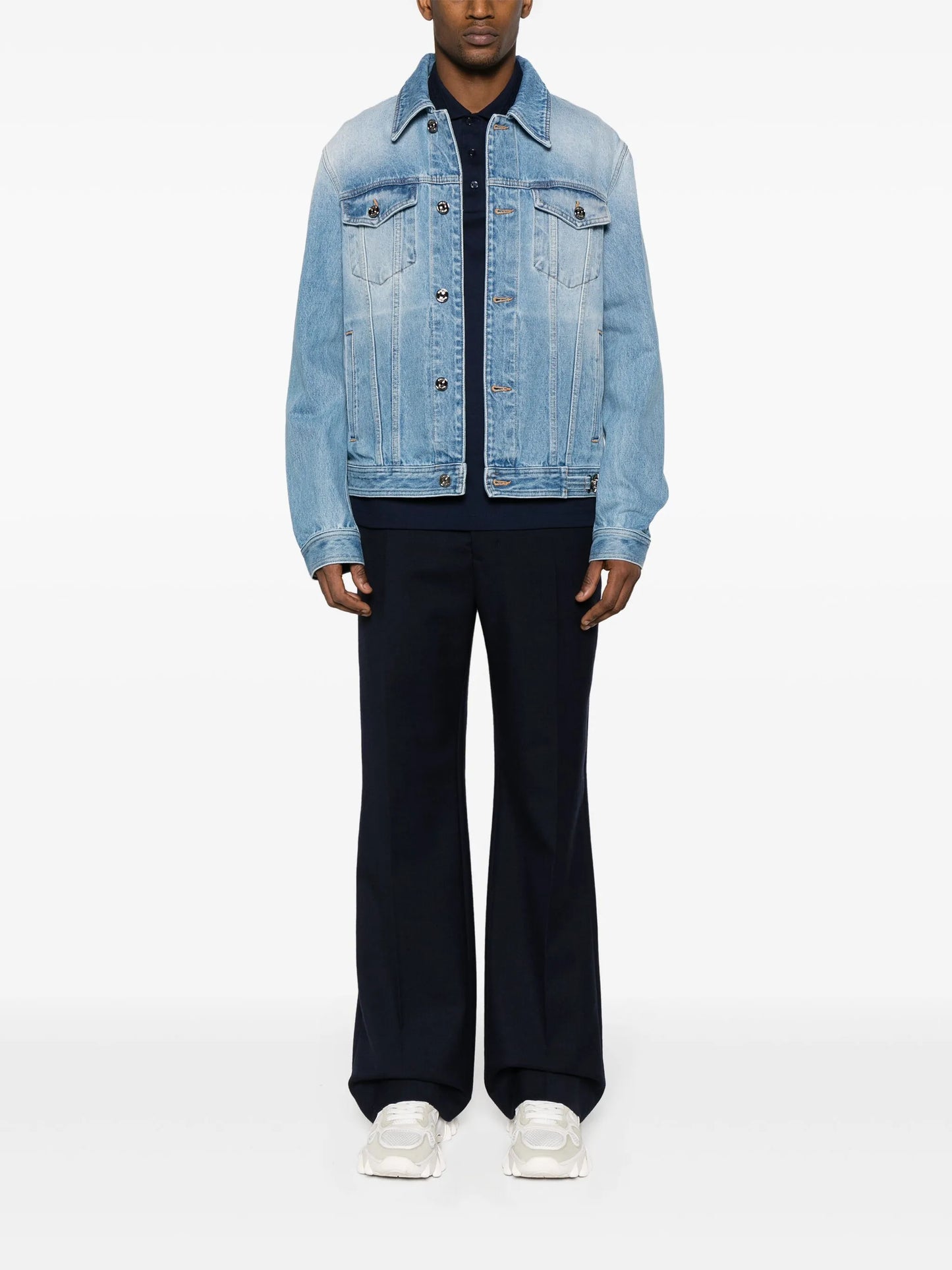 Medusa Biggie-embellished denim jacket