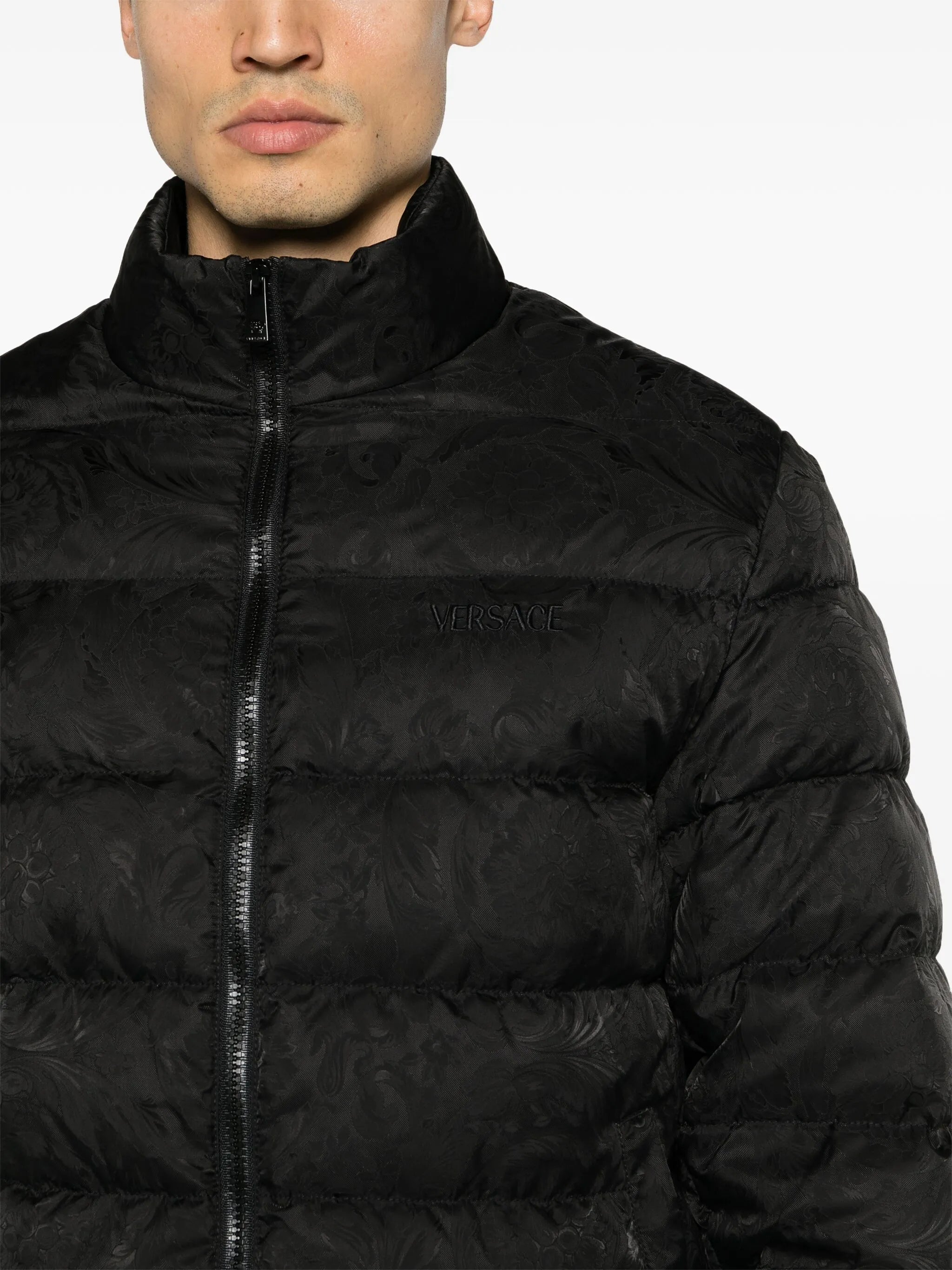 Barocco-print padded jacket