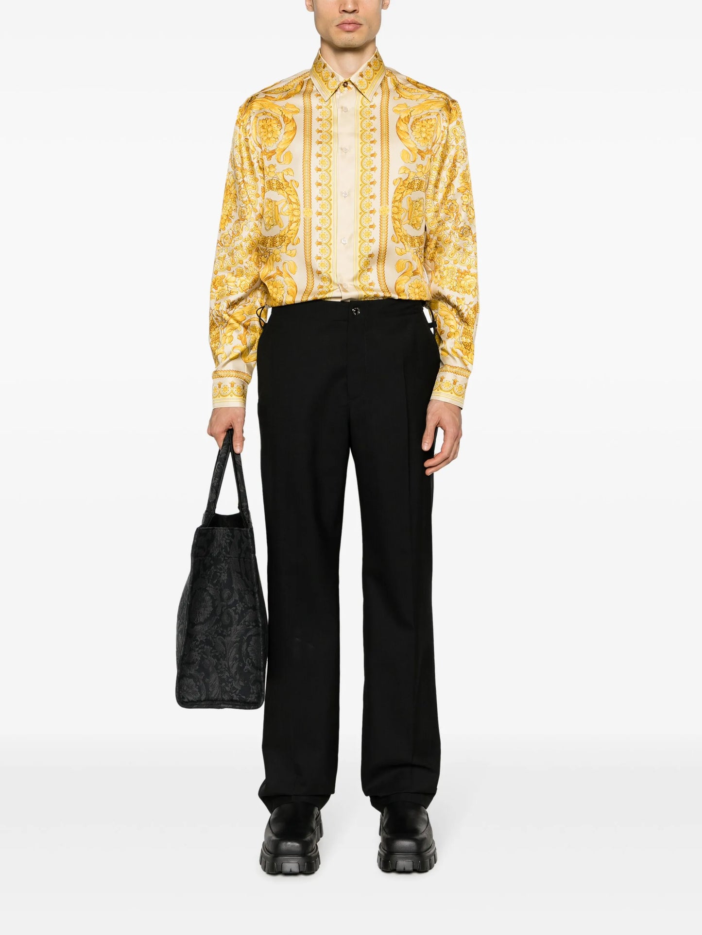 Barocco-print silk shirt