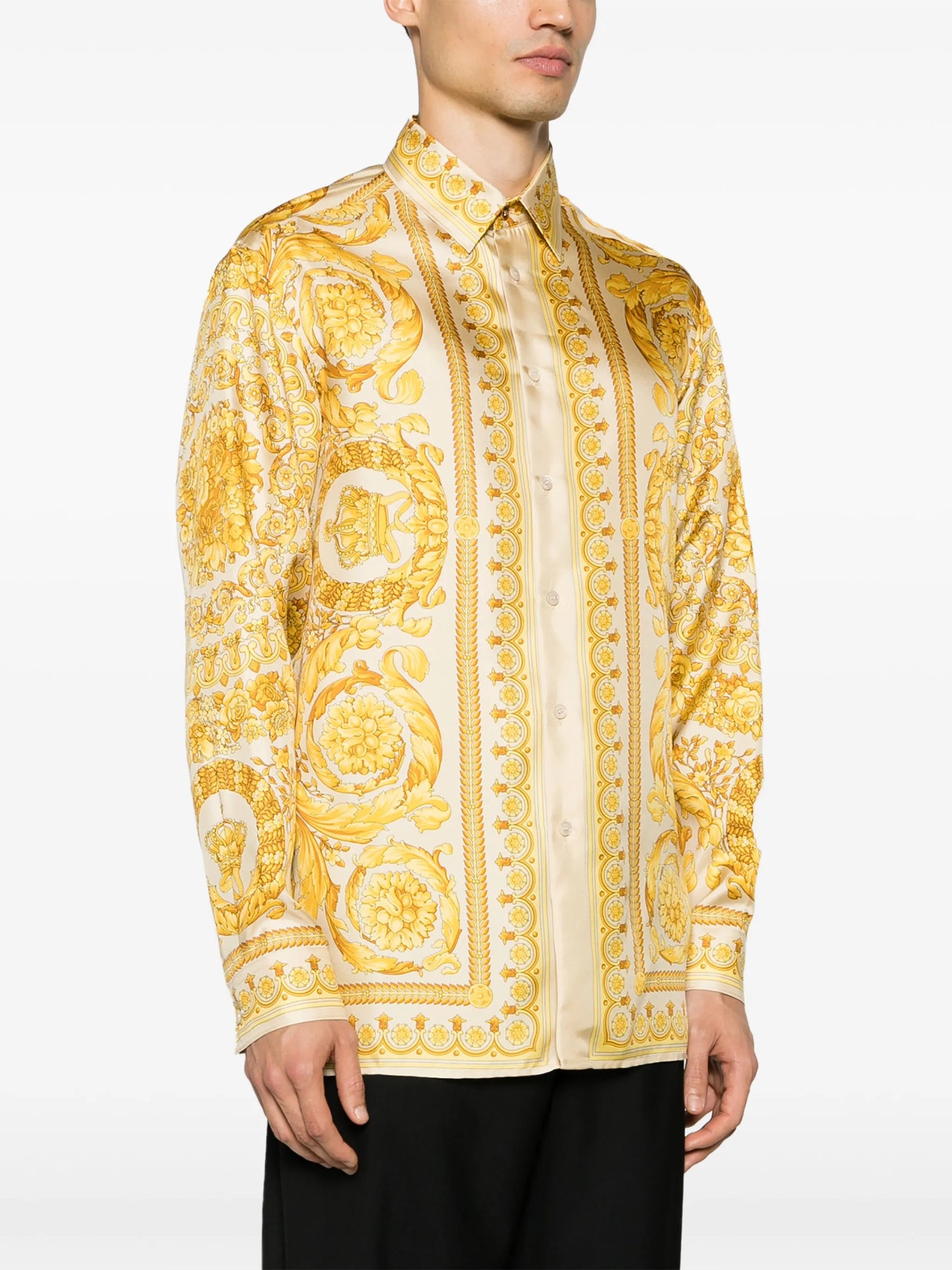 Barocco-print silk shirt