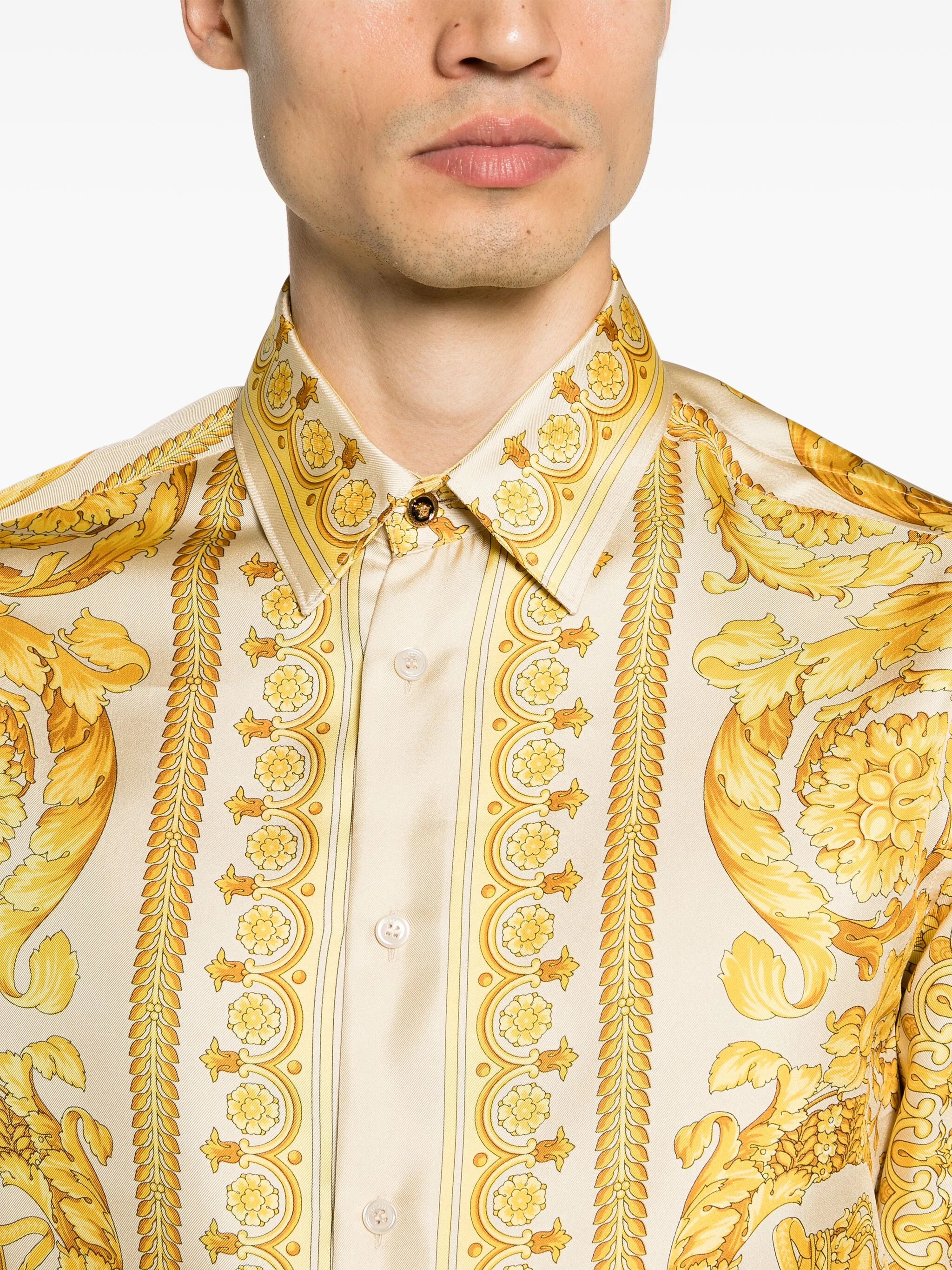 Barocco-print silk shirt