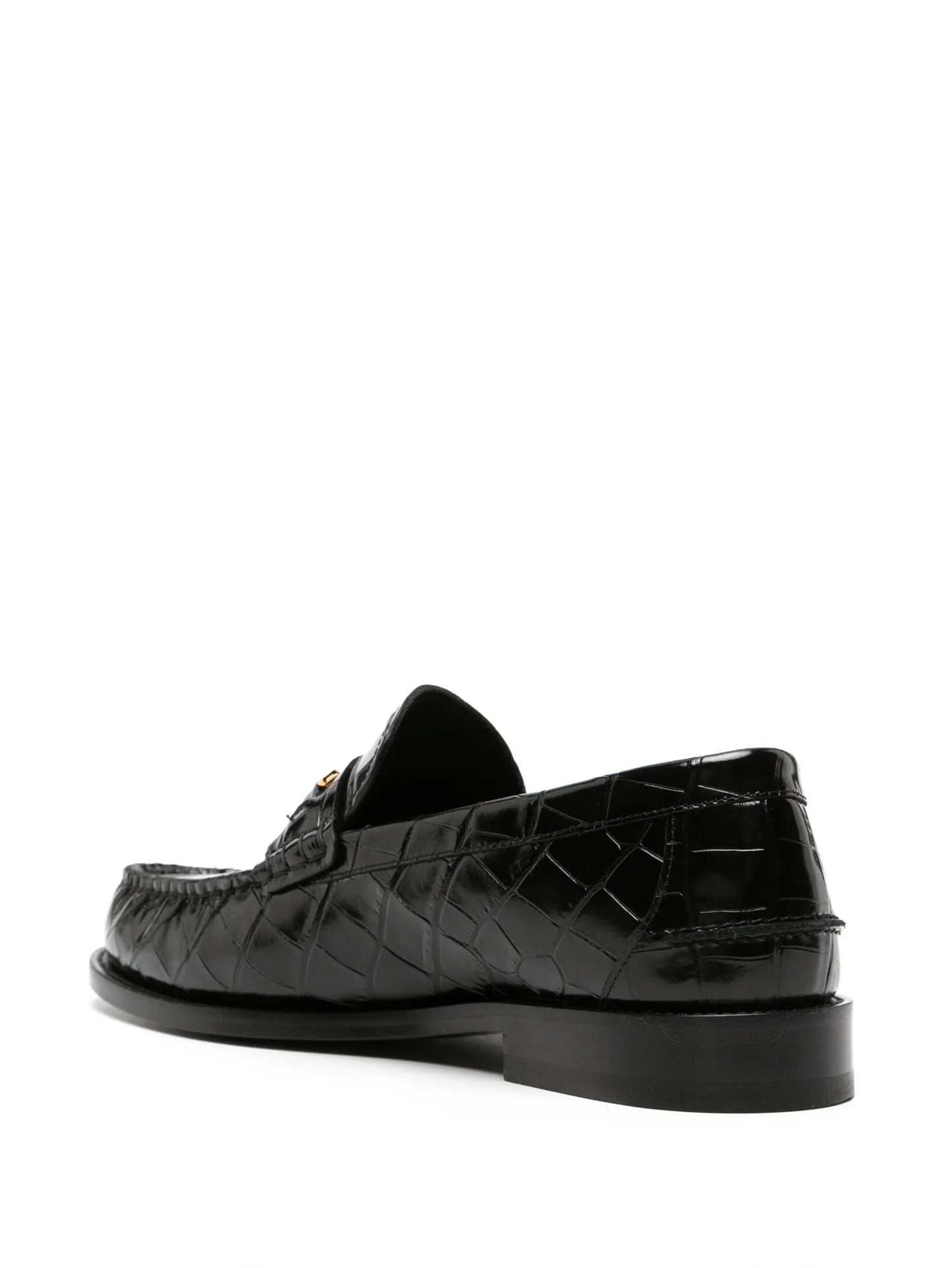 Medusa crocodile-embossed leather loafers