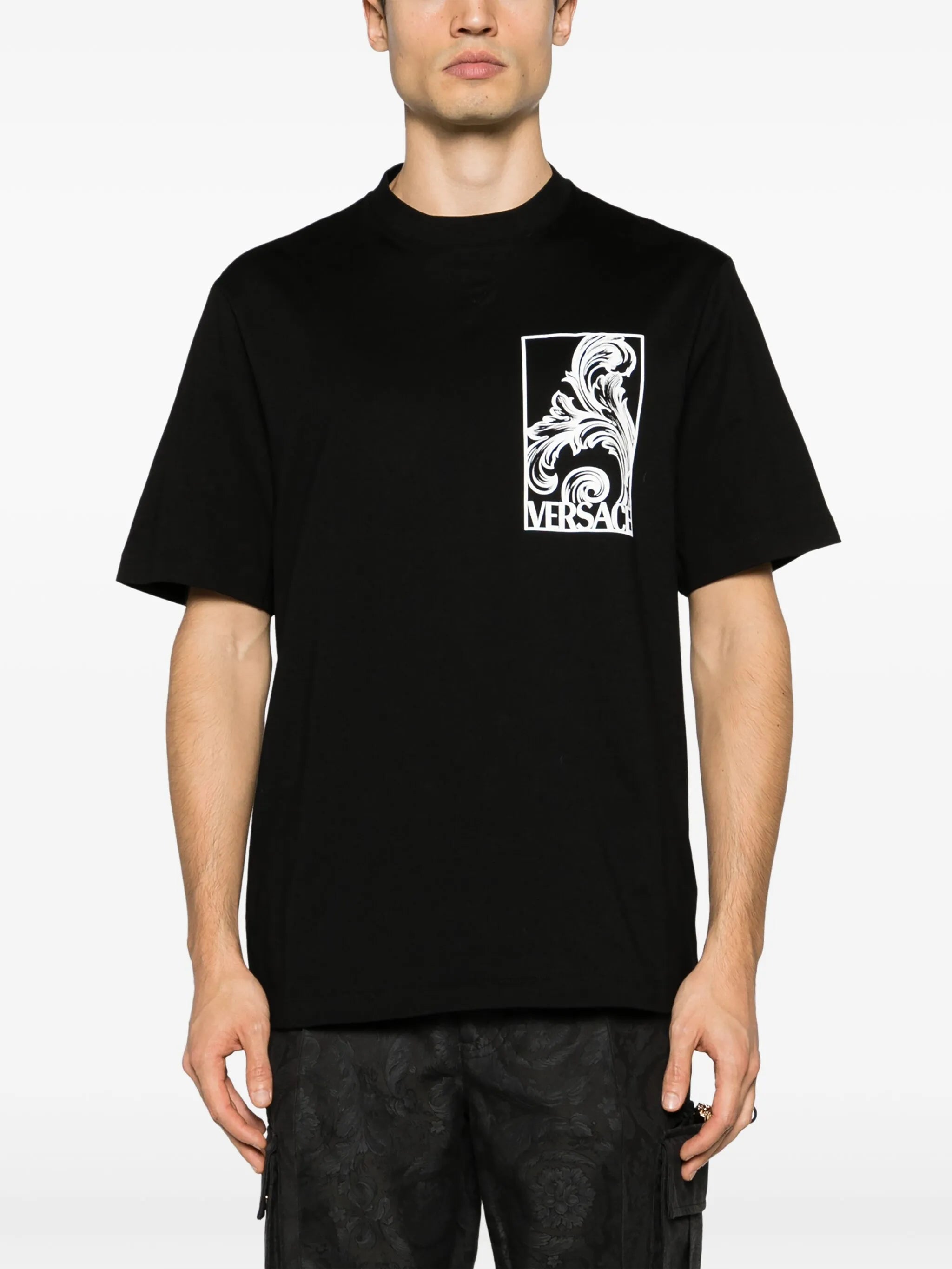 Palmette-print cotton T-shirt