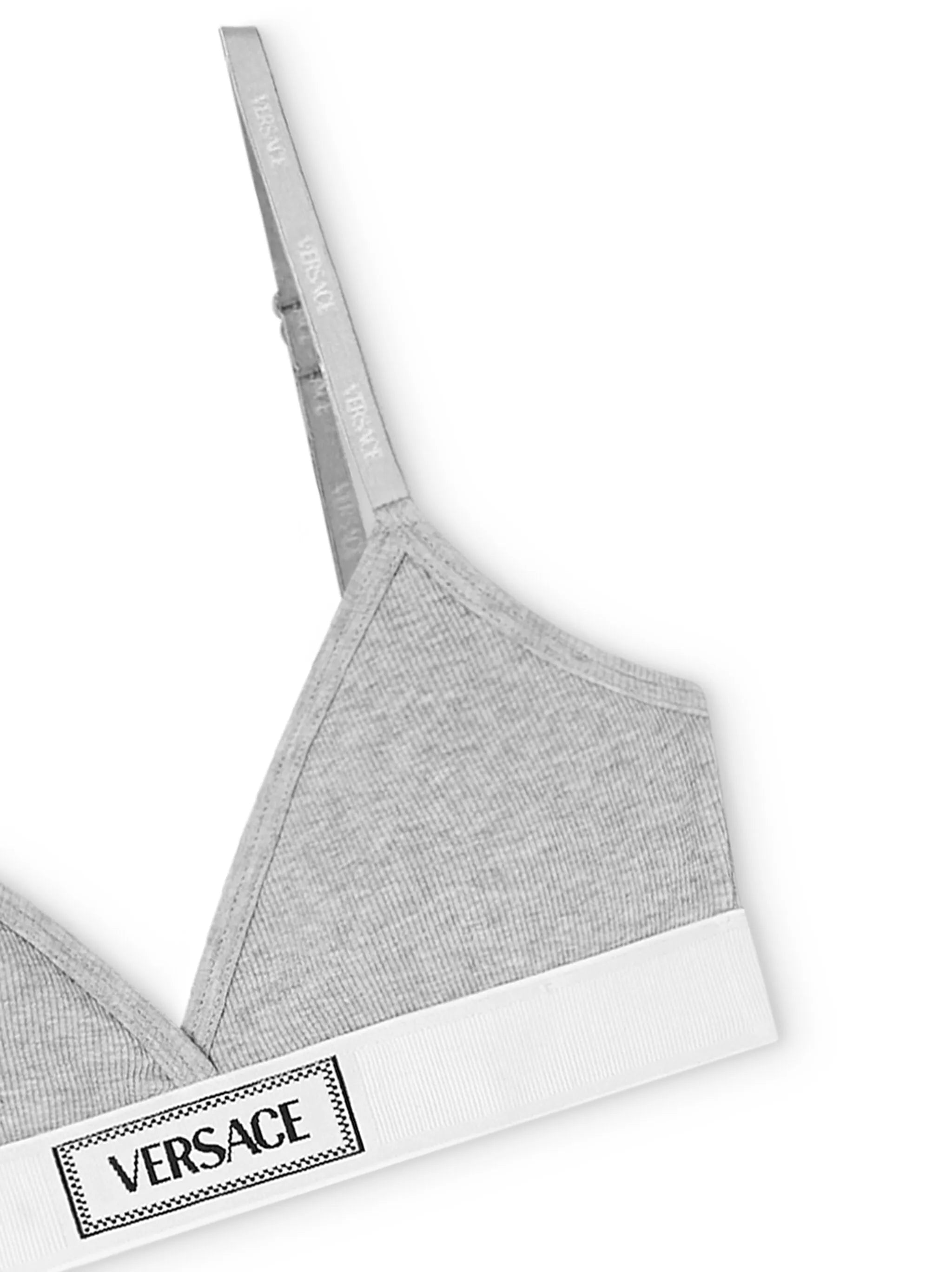 logo-patch cotton-blend bra