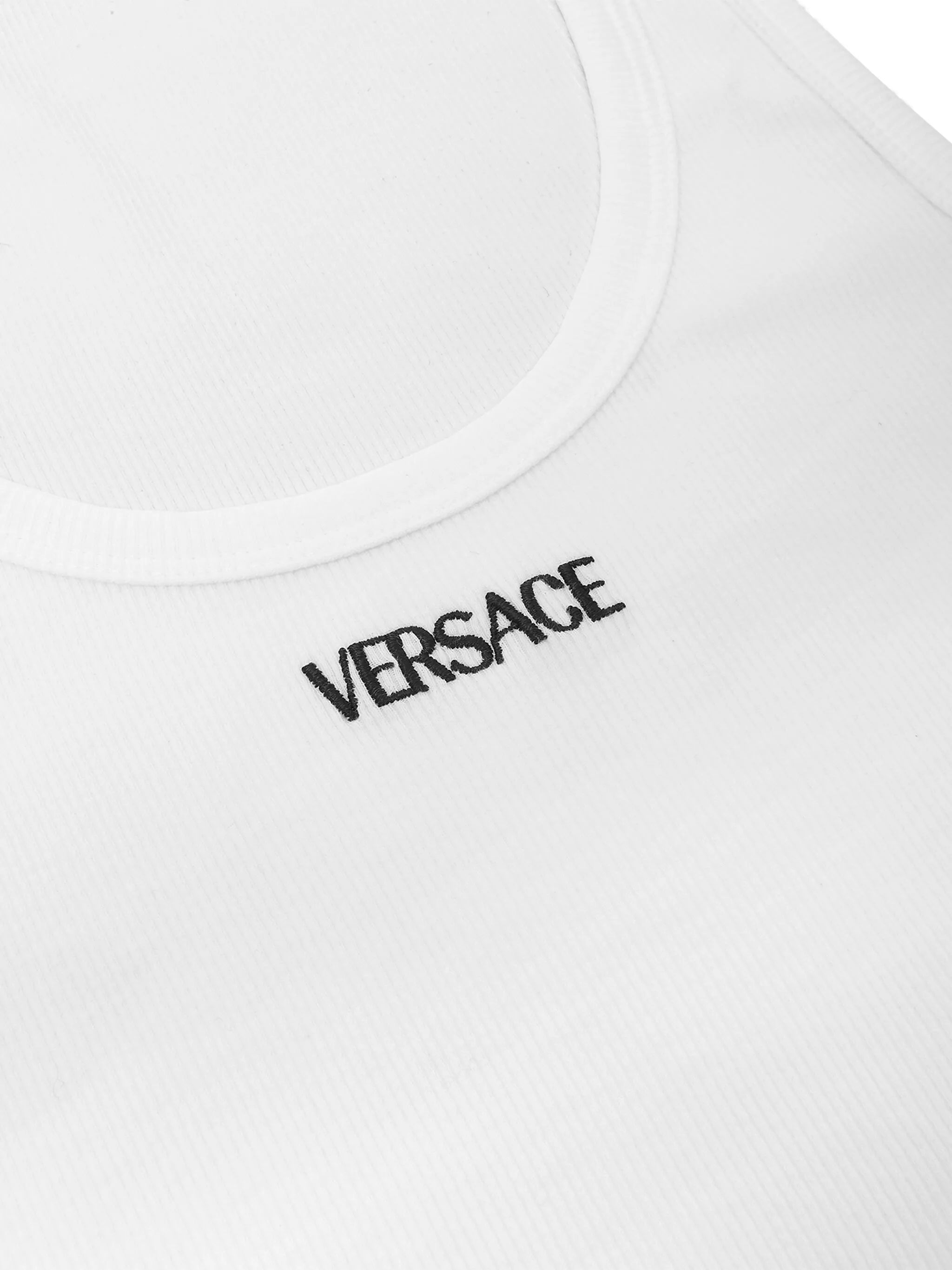 logo-embroidered ribbed tank top