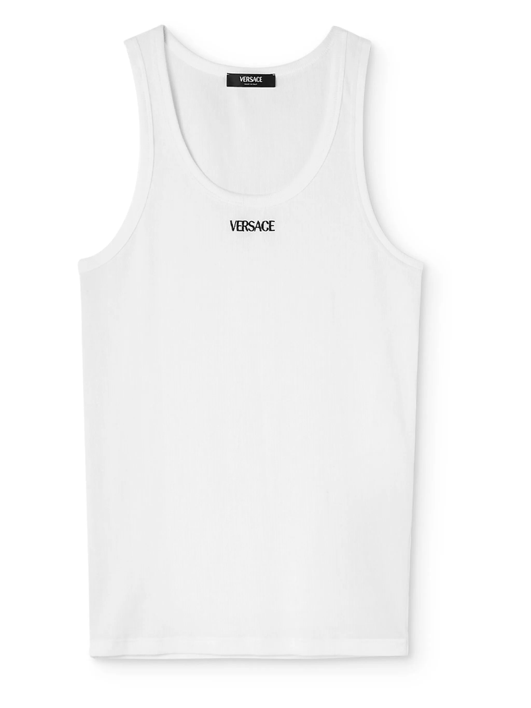 logo-embroidered ribbed tank top