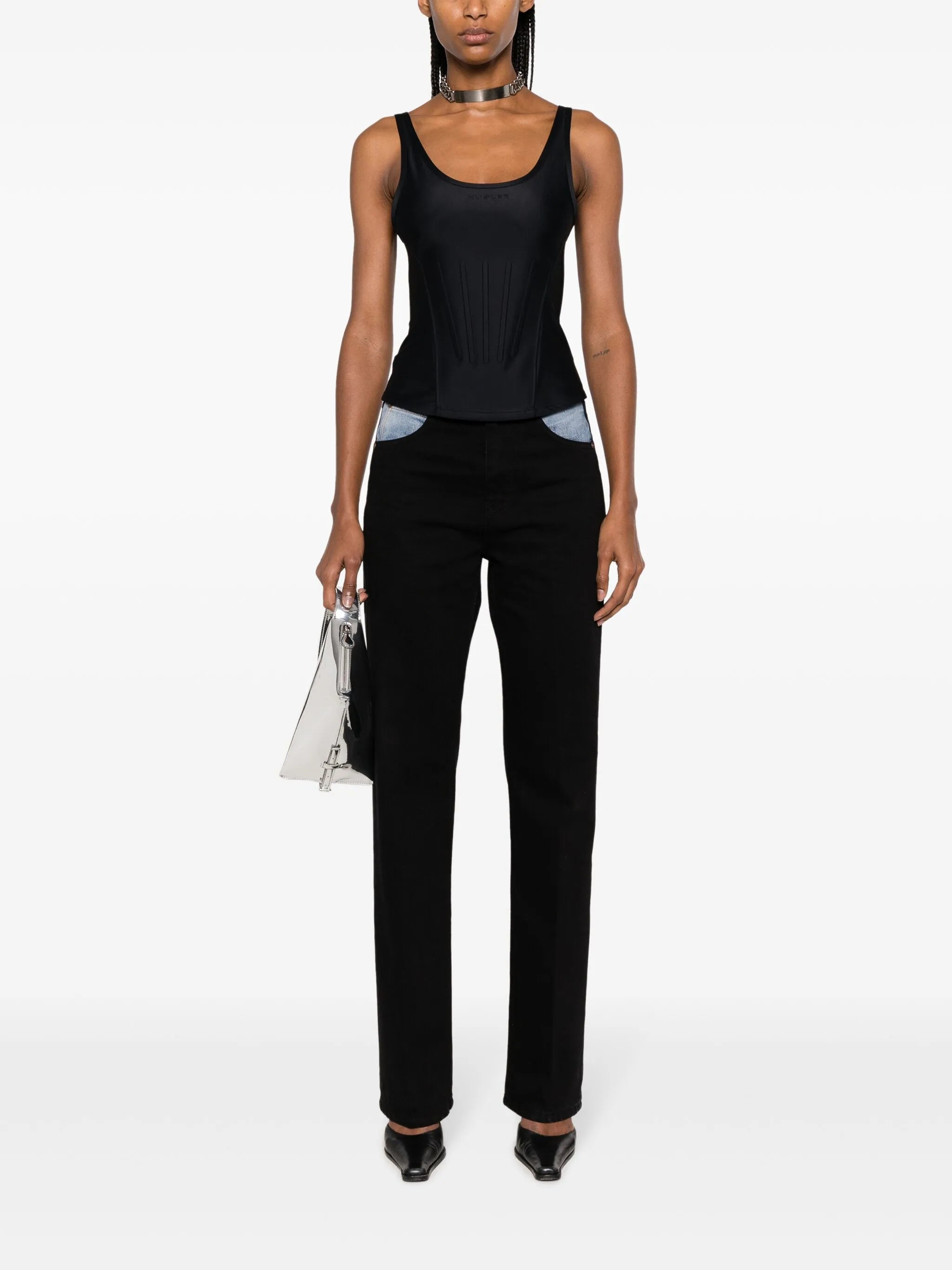 boned scoop-neck tank top