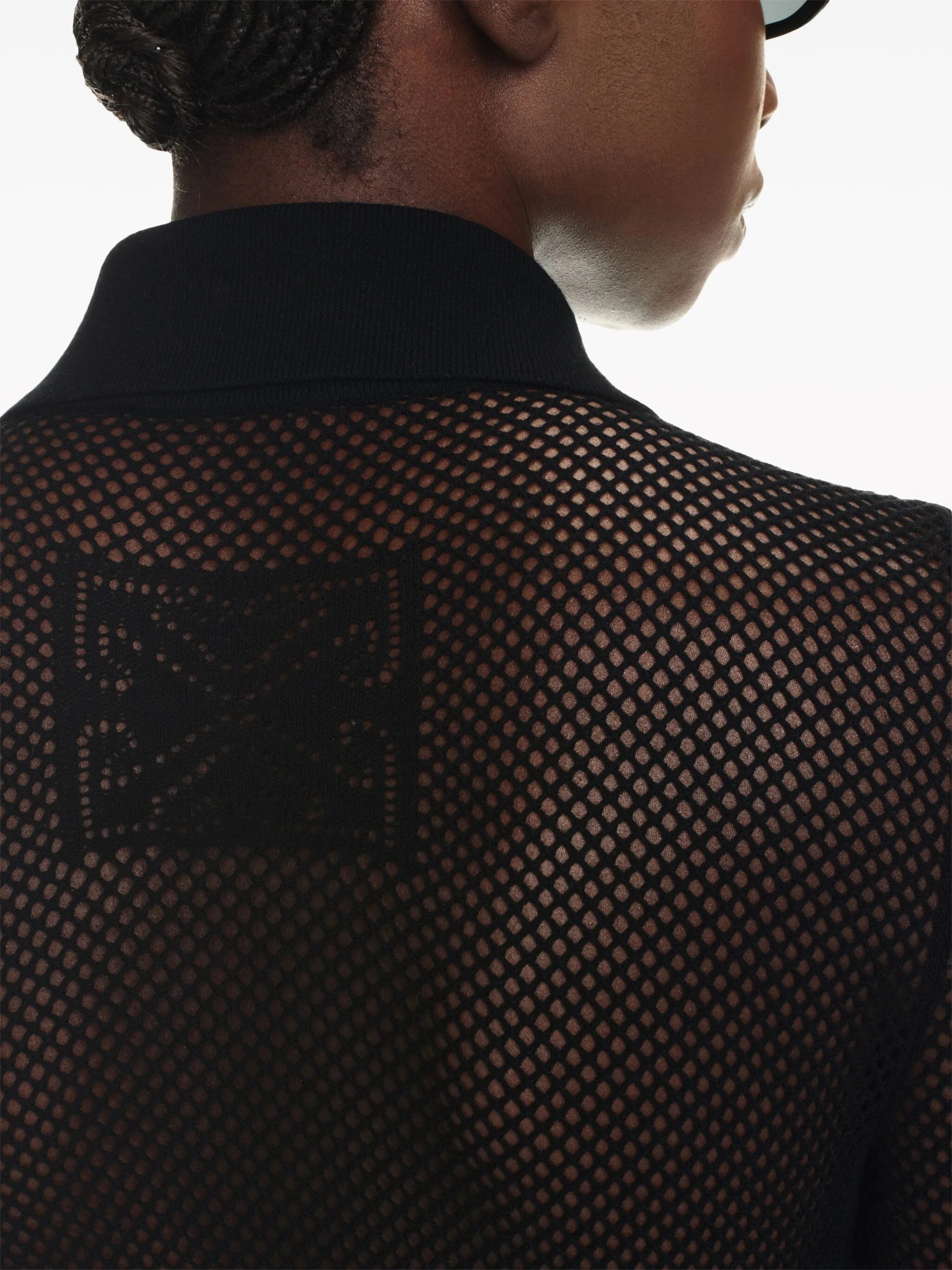 Arrow half-sleeve fishnet minidress