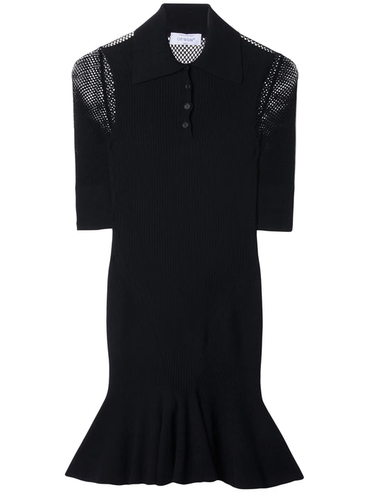 Arrow half-sleeve fishnet minidress