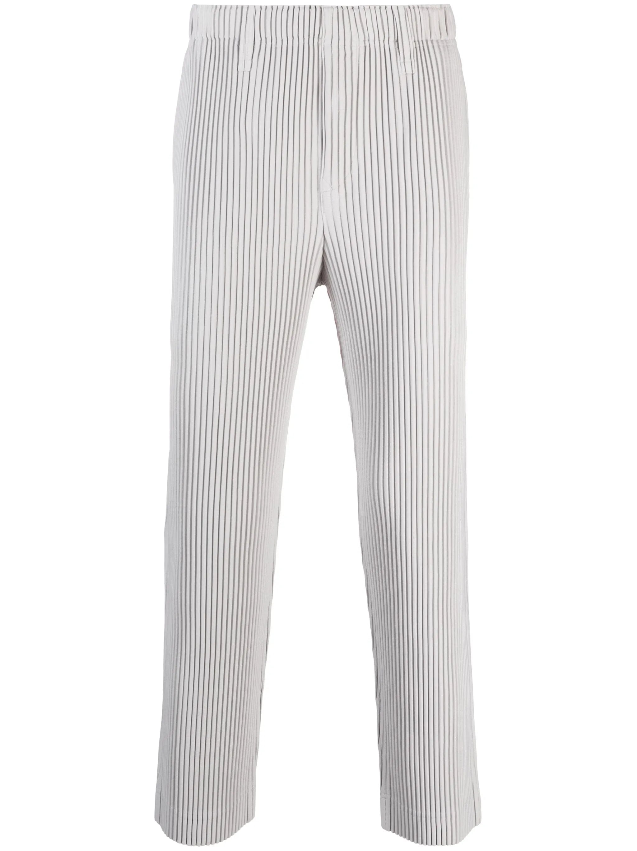 plissé-effect straight-leg trousers