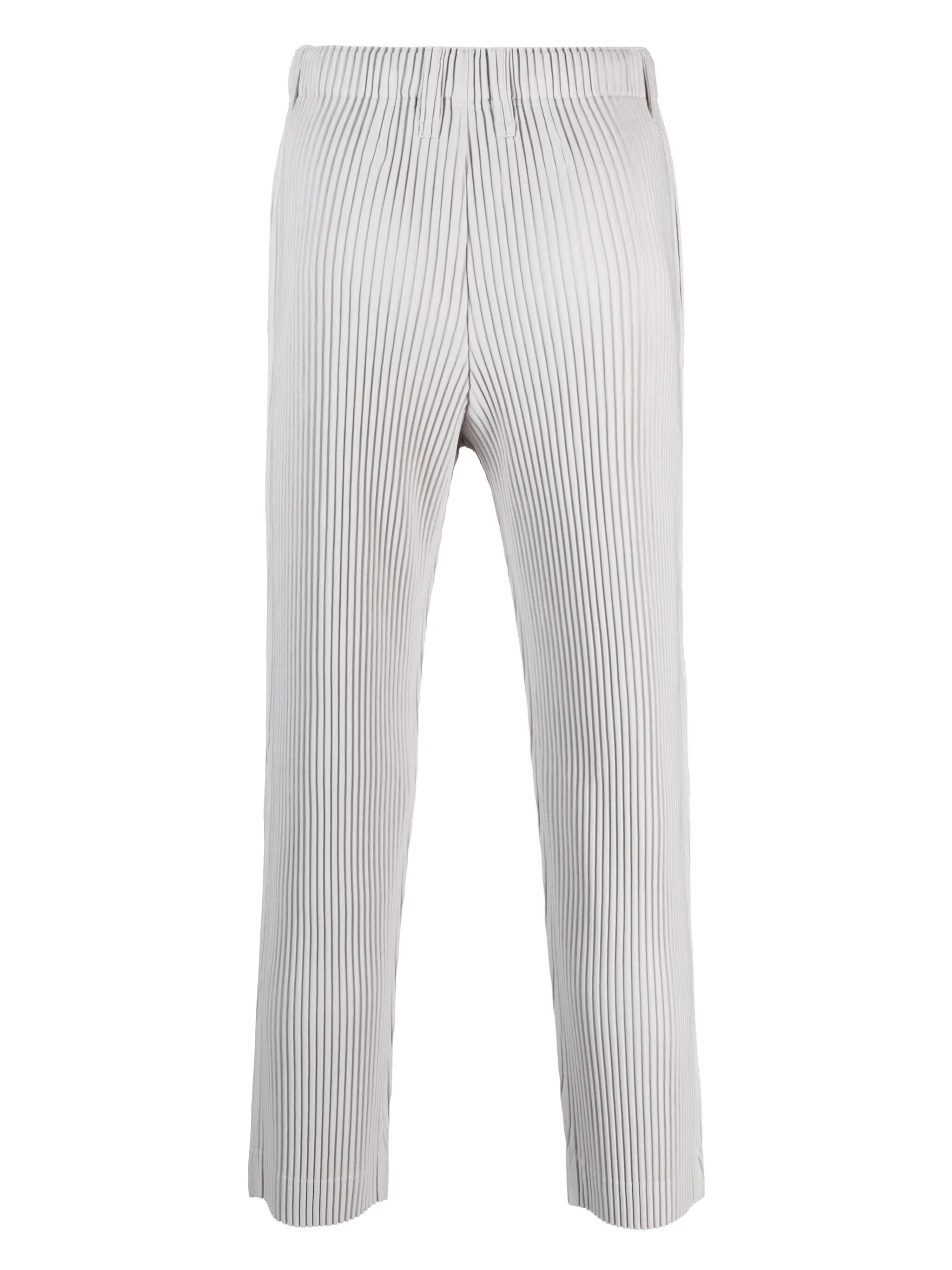 plissé-effect straight-leg trousers