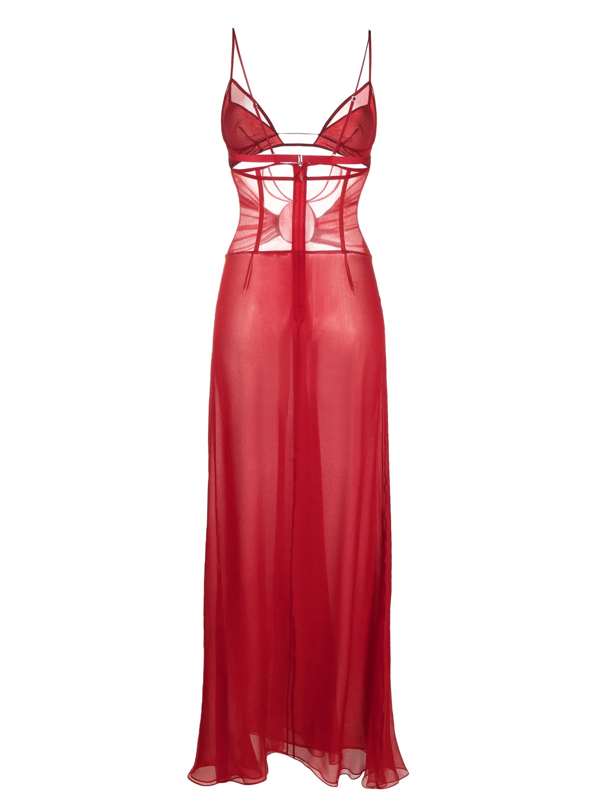 cut-out silk maxi dress