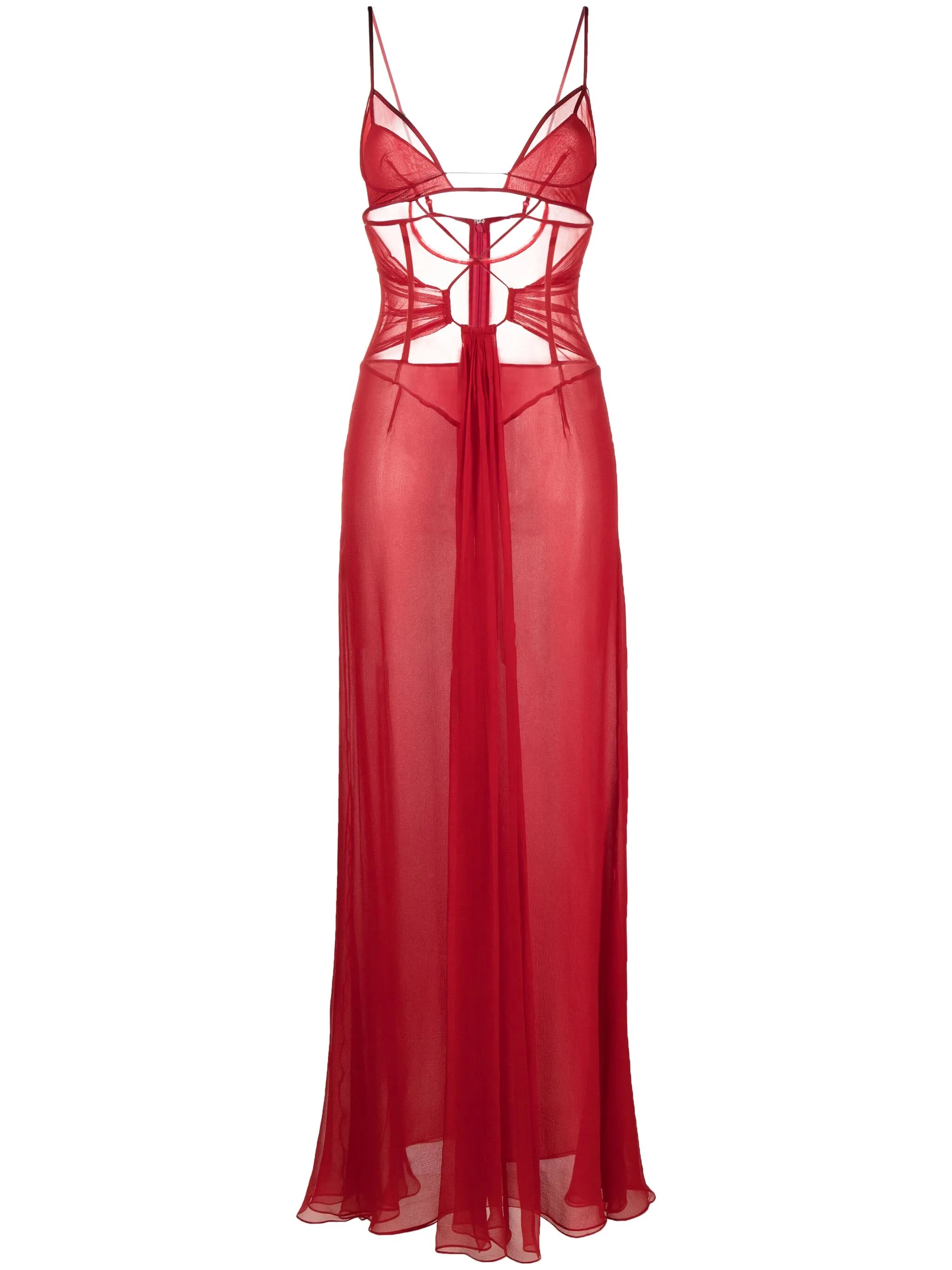 cut-out silk maxi dress
