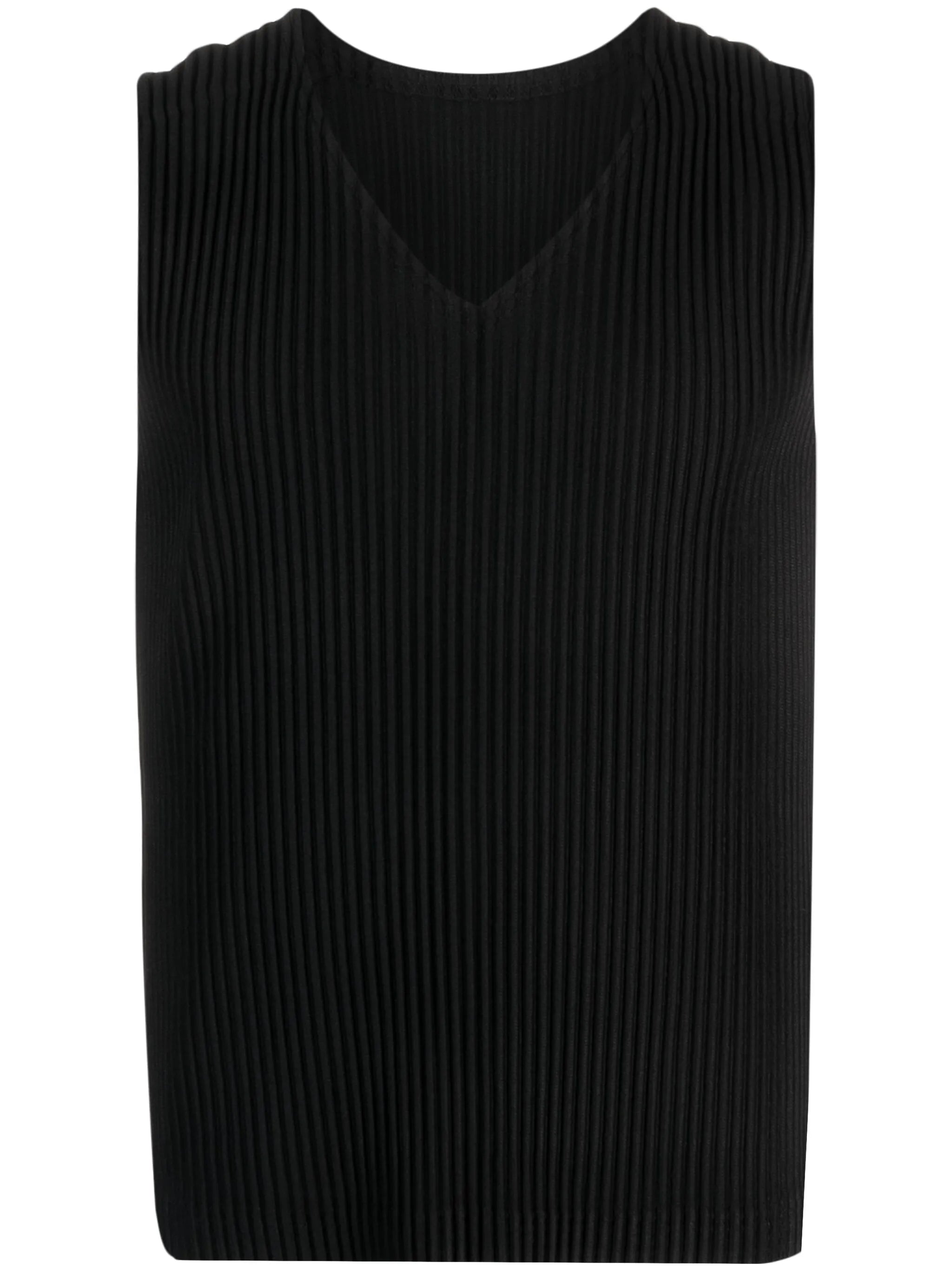 V-neck plissé-effect tank top