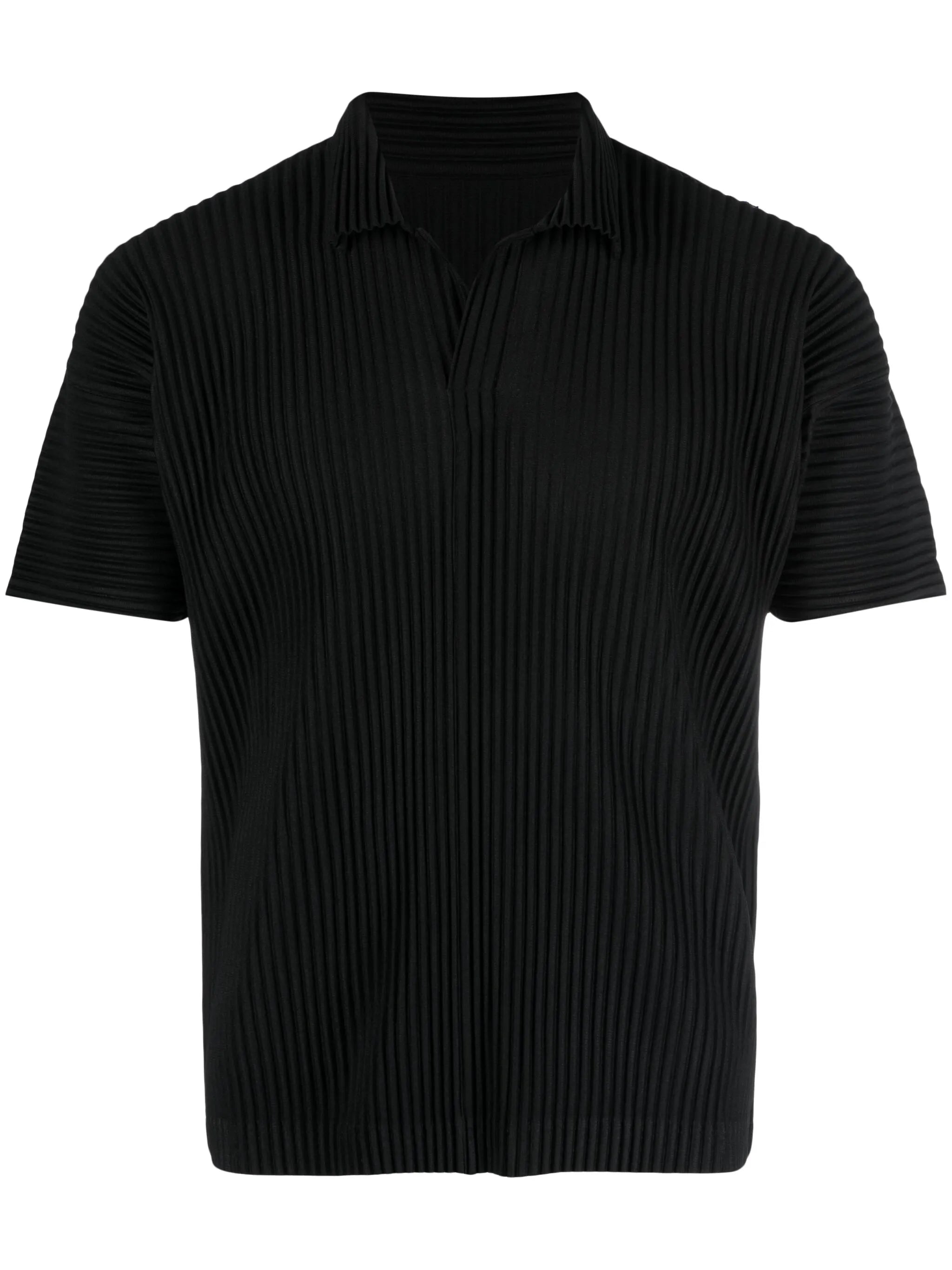 fully-pleated plissé polo shirt