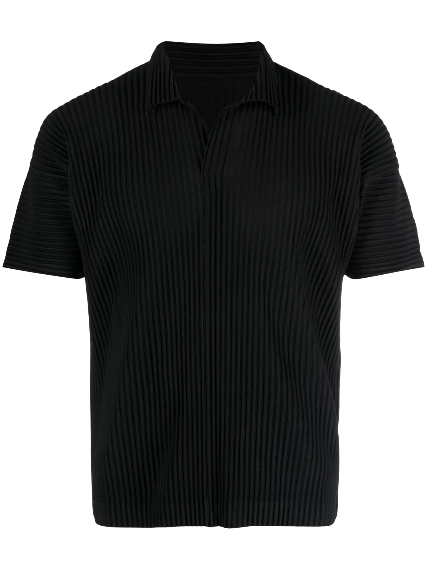 fully-pleated plissé polo shirt