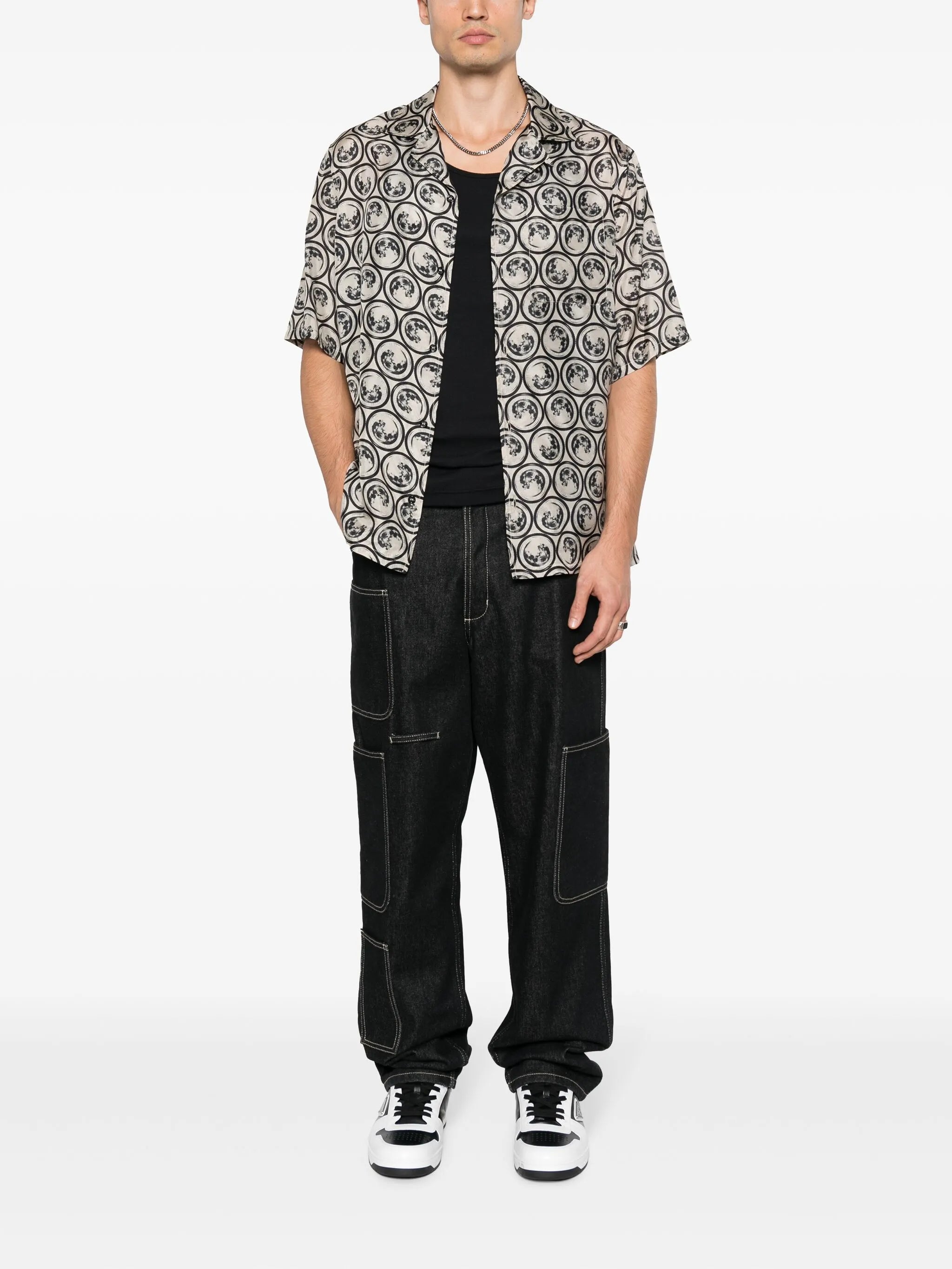 graphic-print silk shirt