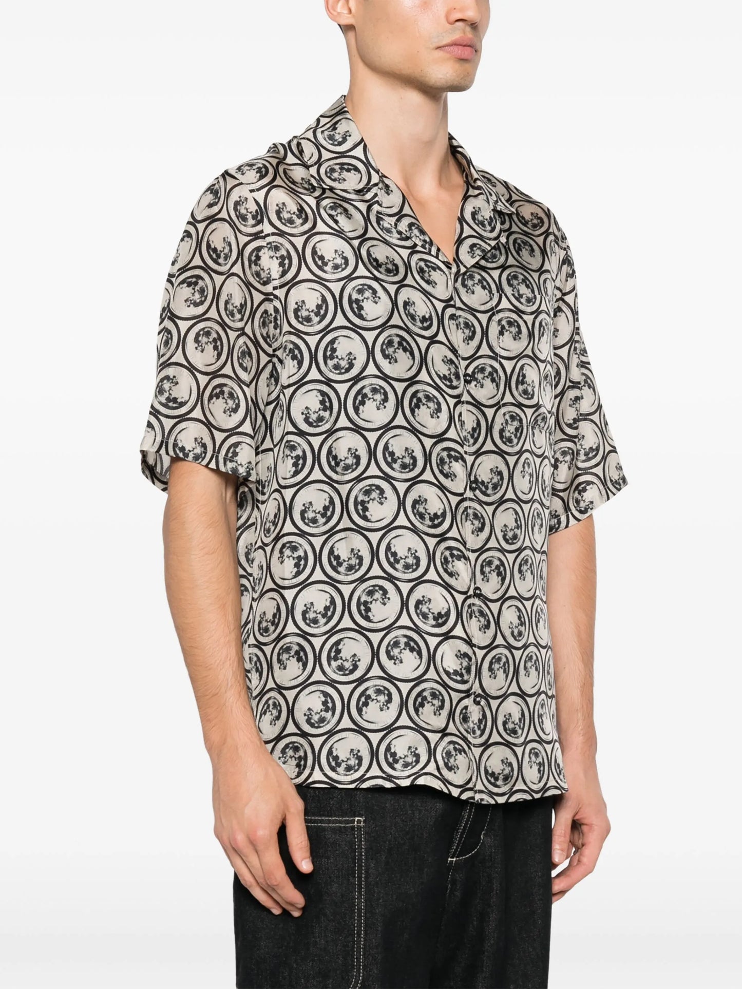 graphic-print silk shirt