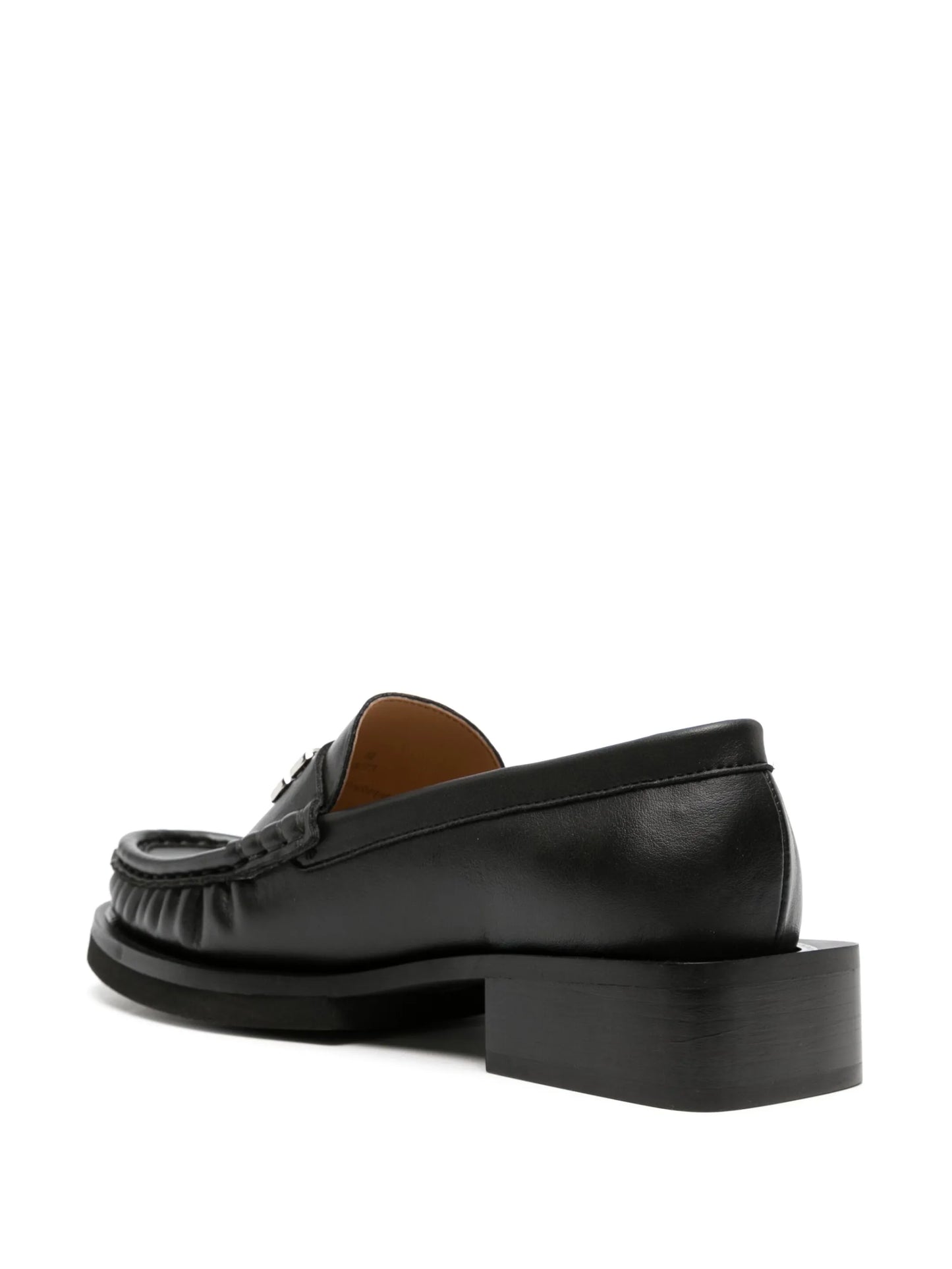 Butterfly-plaque faux-leather loafers