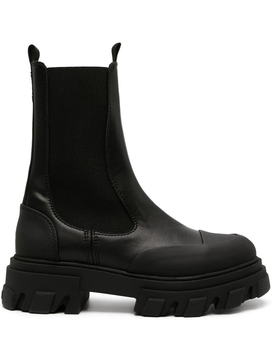 Cleated faux-leather chelsea boots