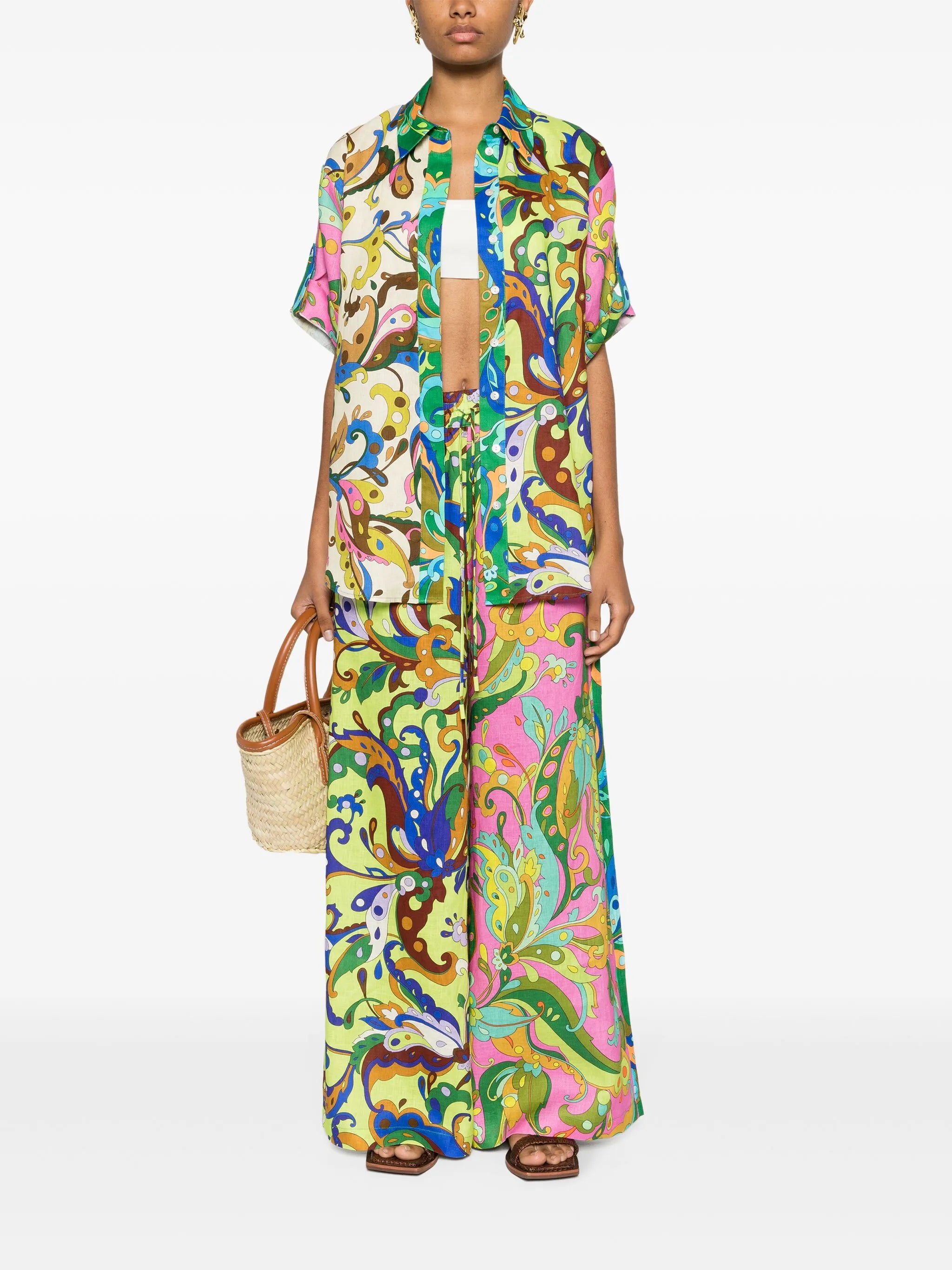 Yvette wide-leg linen trousers