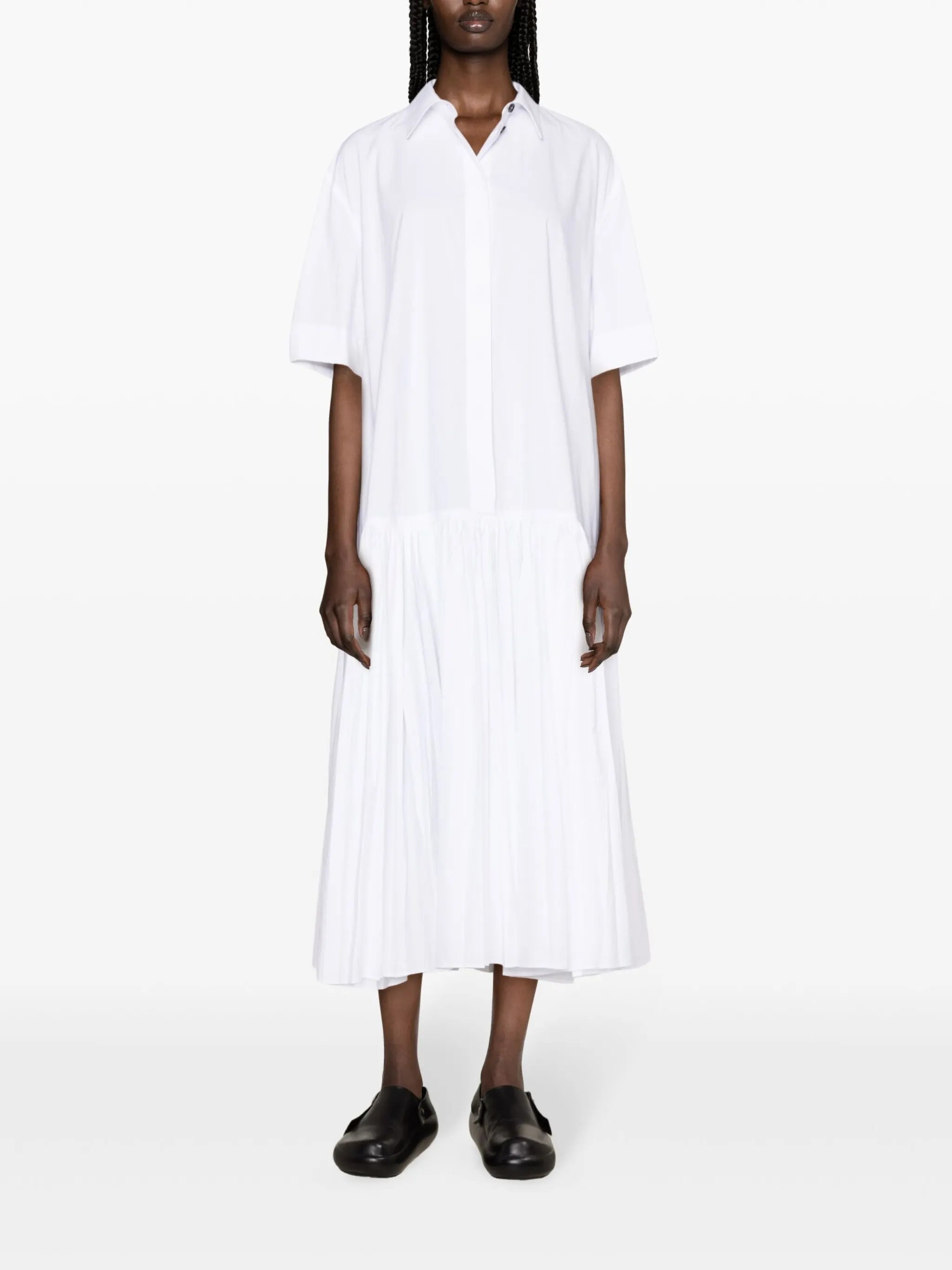 drop-waist cotton shirtdress