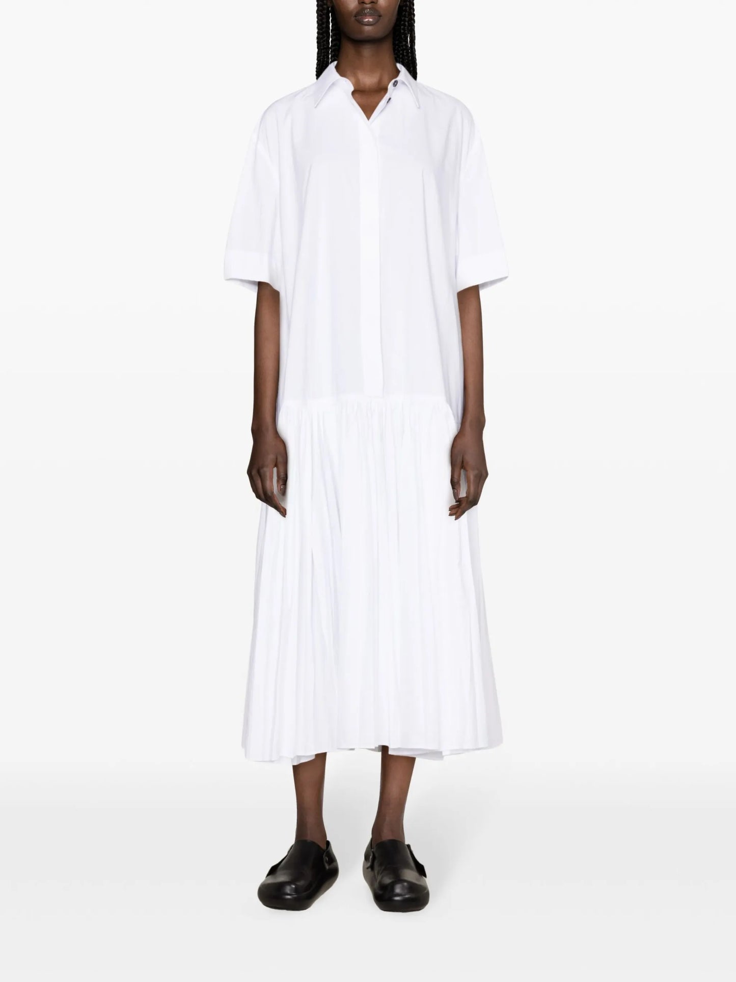 drop-waist cotton shirtdress