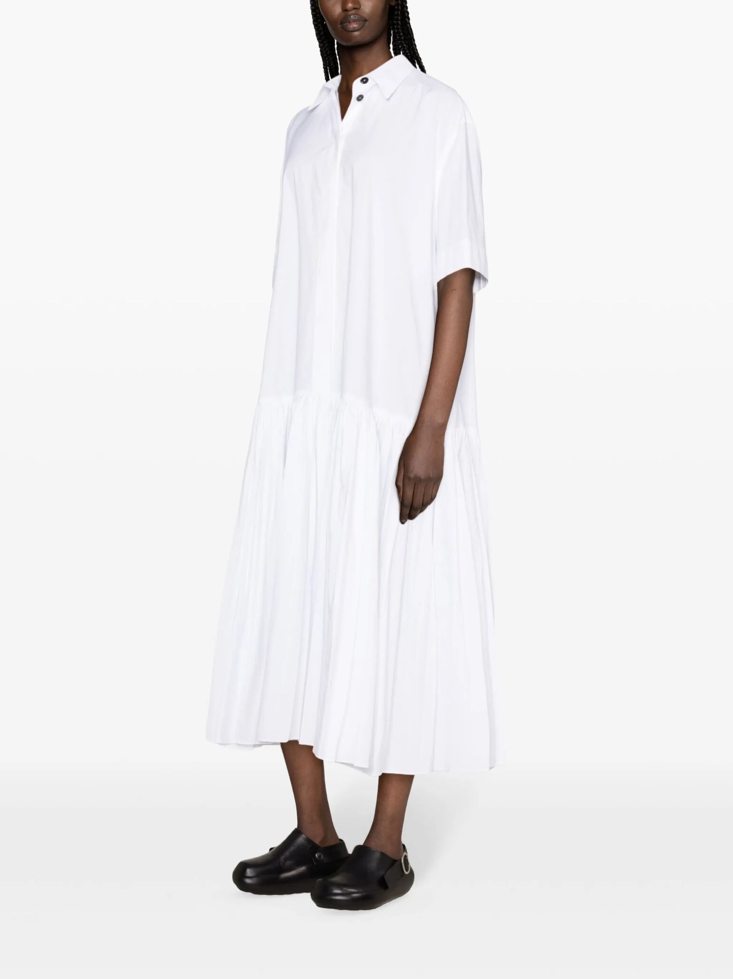 drop-waist cotton shirtdress
