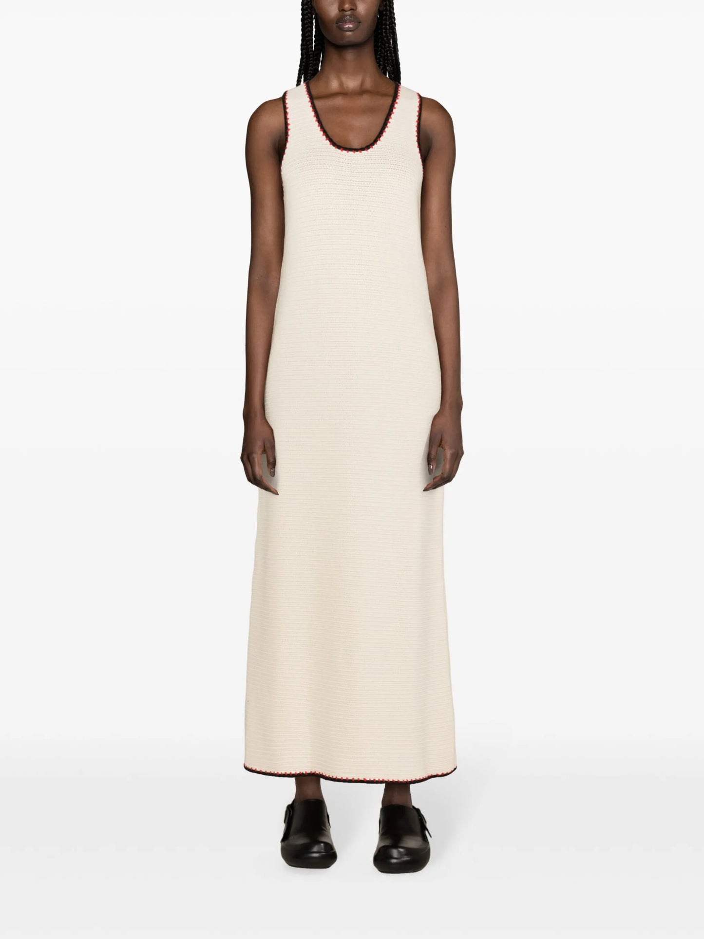 crochet-knit maxi dress