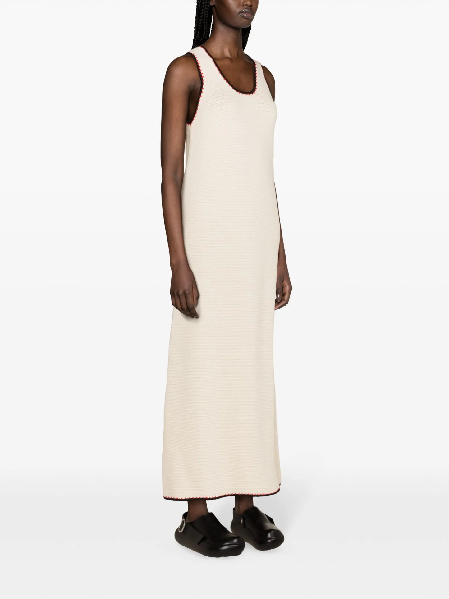 crochet-knit maxi dress