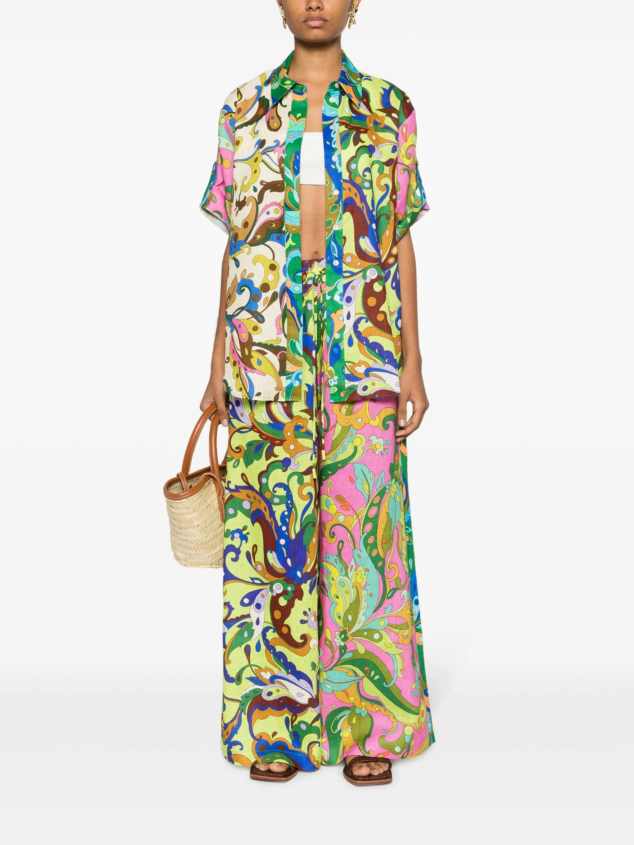 Yvette floral-print linen shirt
