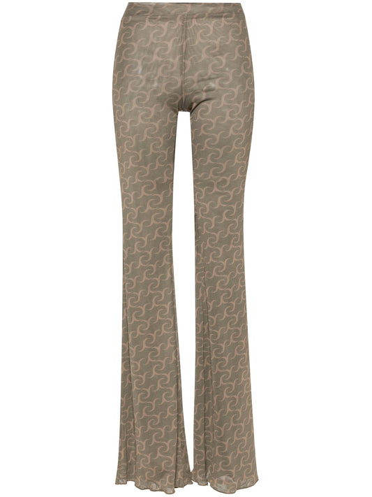 abstract-print flared trousers