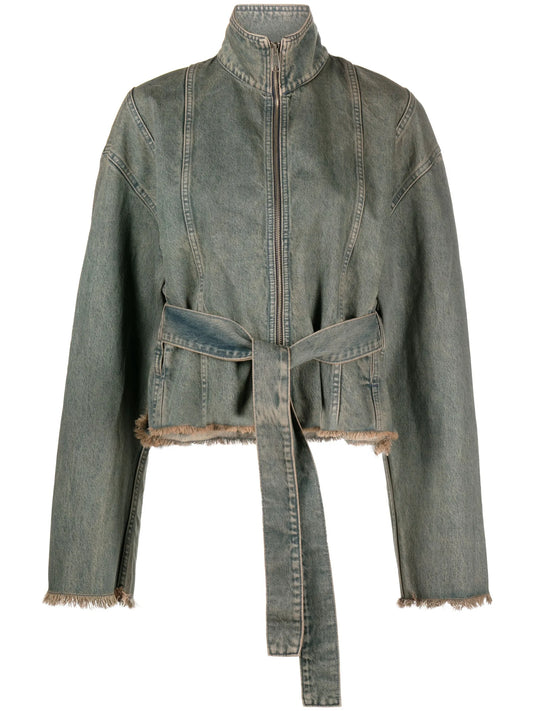 belted denim jacket