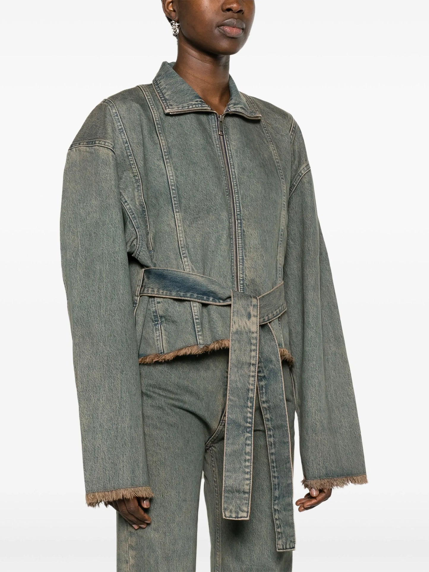 belted denim jacket