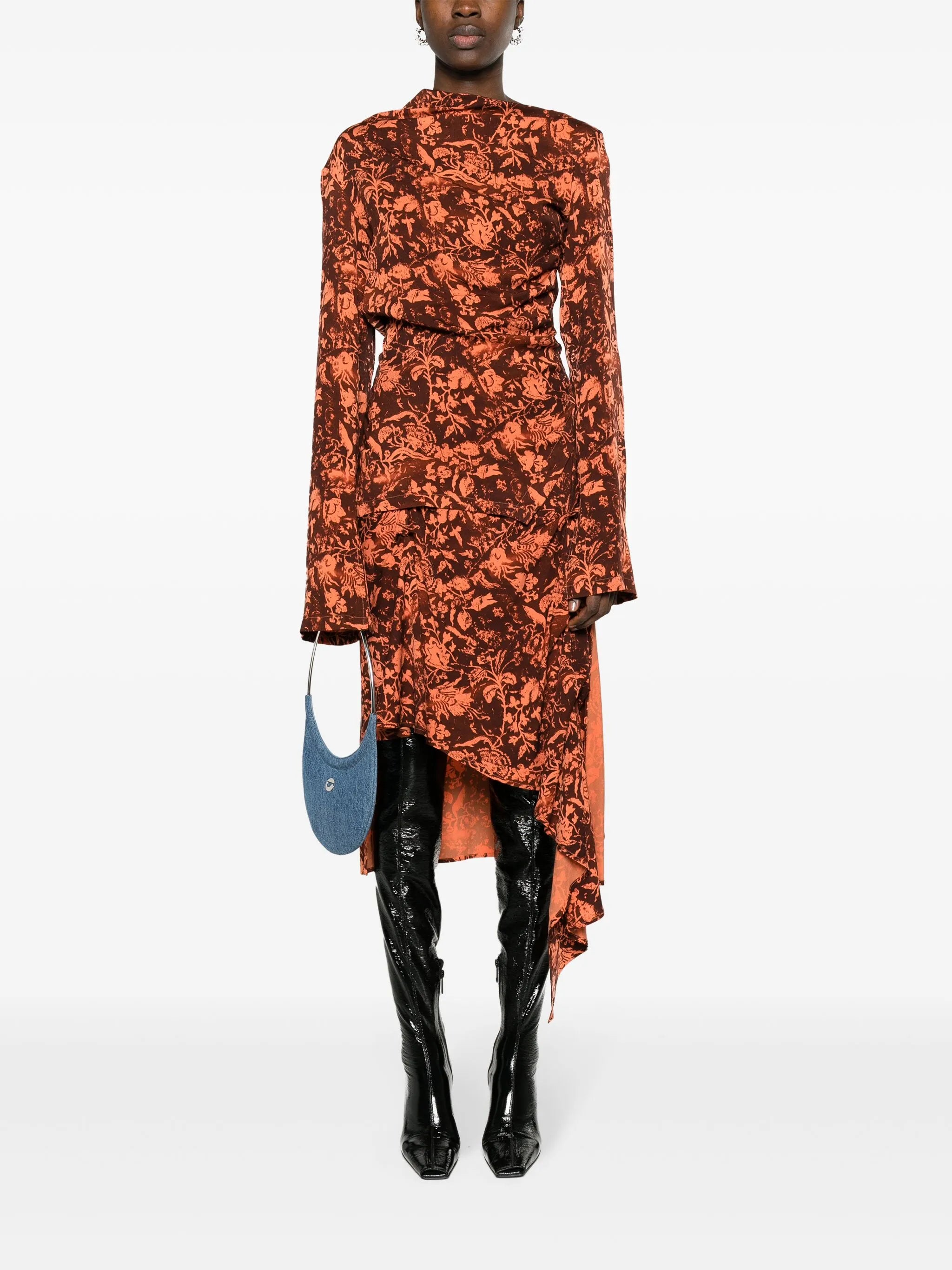 floral-print open-back blouse