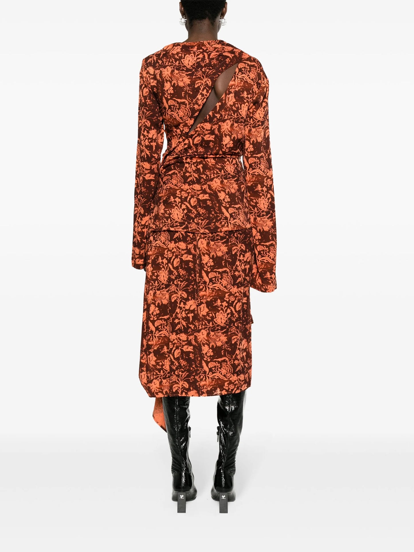 floral-print open-back blouse