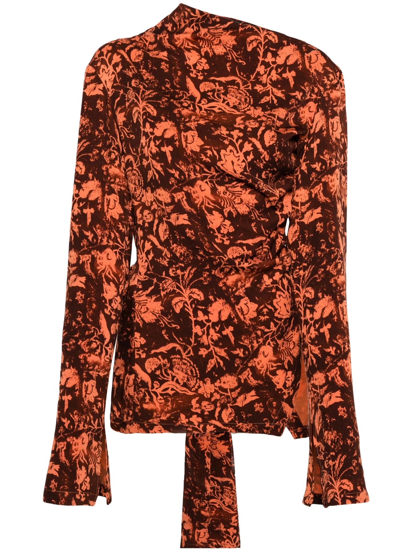 floral-print open-back blouse