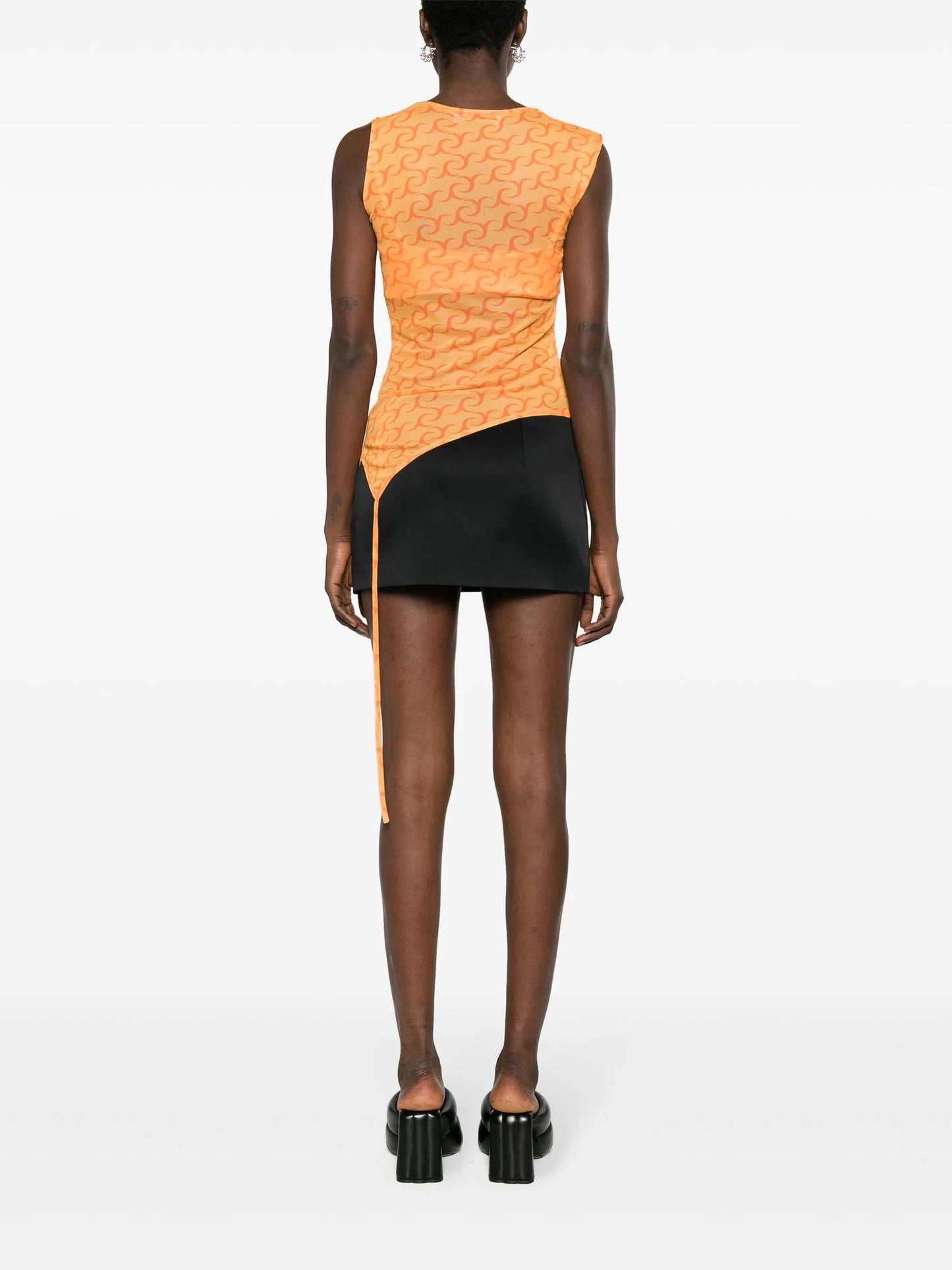 monogram-jacquard asymmetric tank top