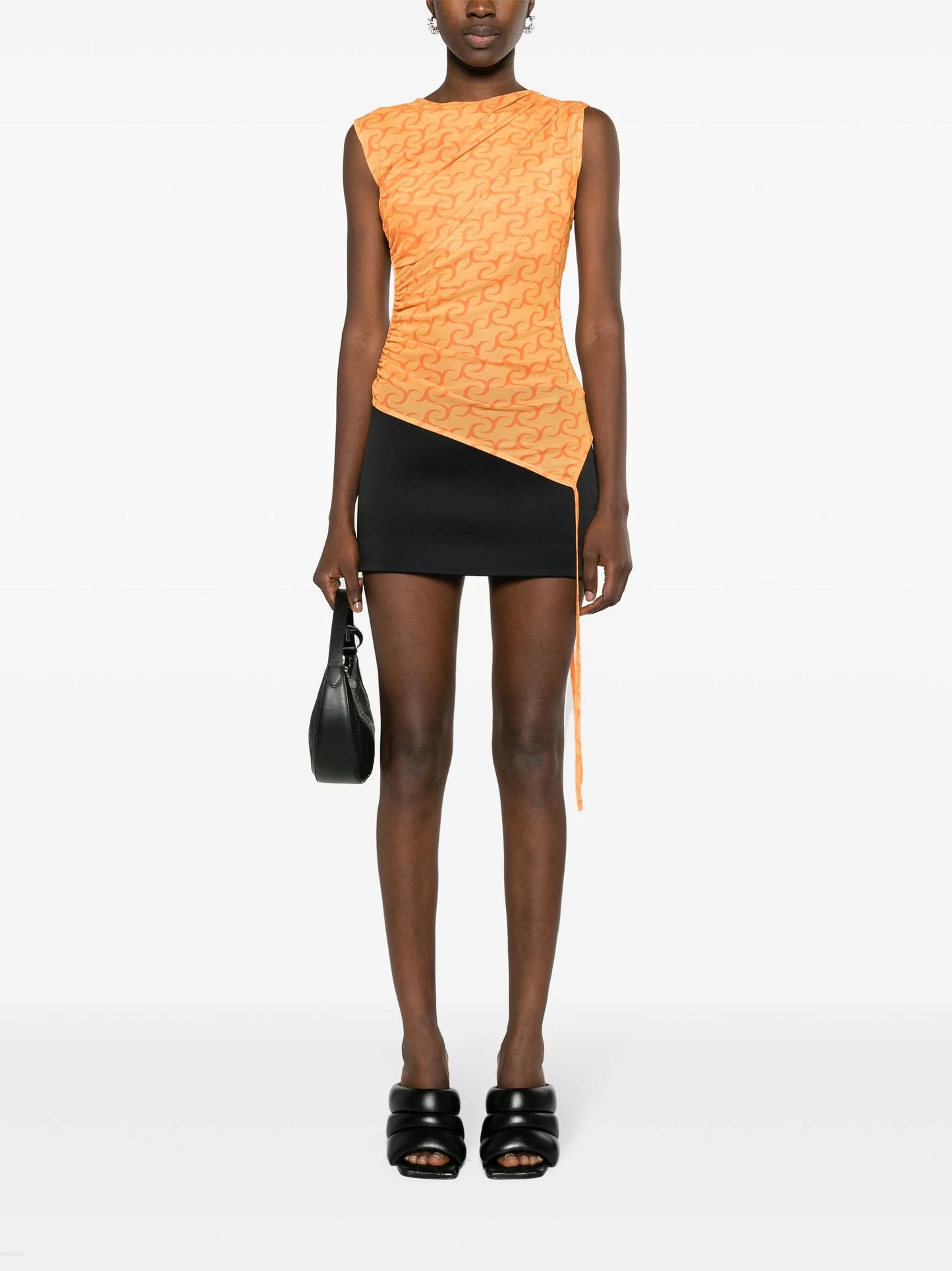monogram-jacquard asymmetric tank top
