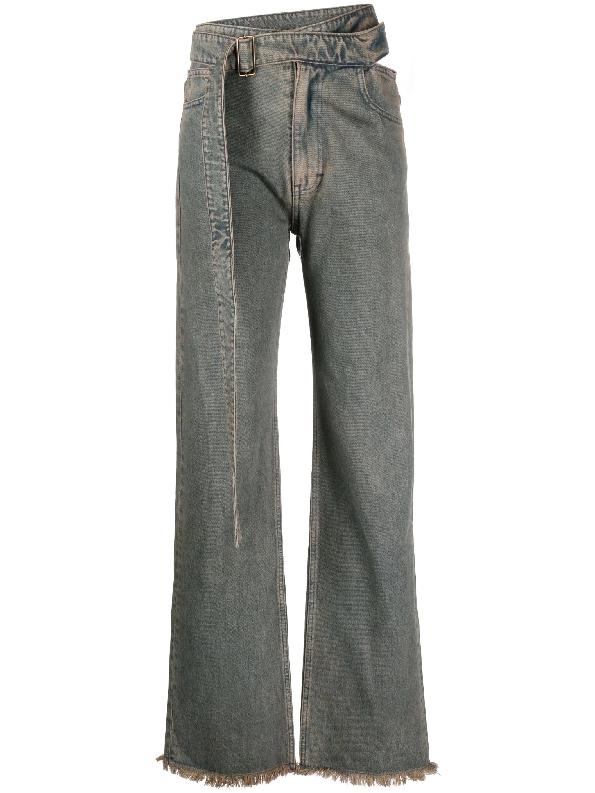 Wrap Belt straight-leg jeans