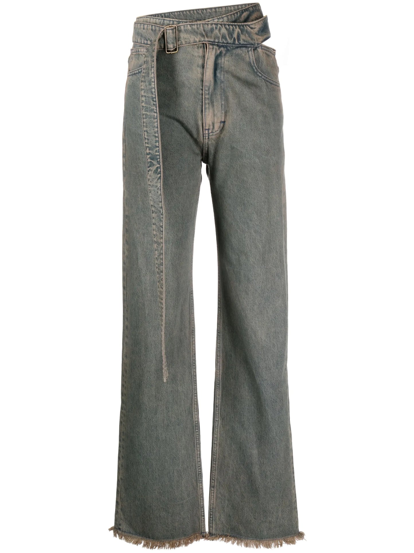 Wrap Belt straight-leg jeans
