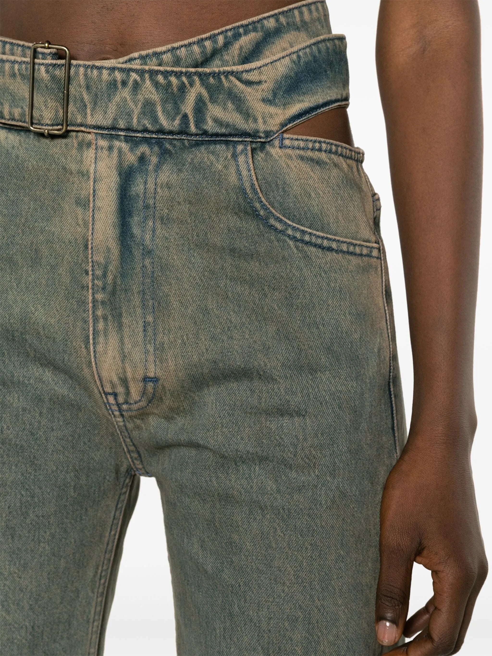 Wrap Belt straight-leg jeans