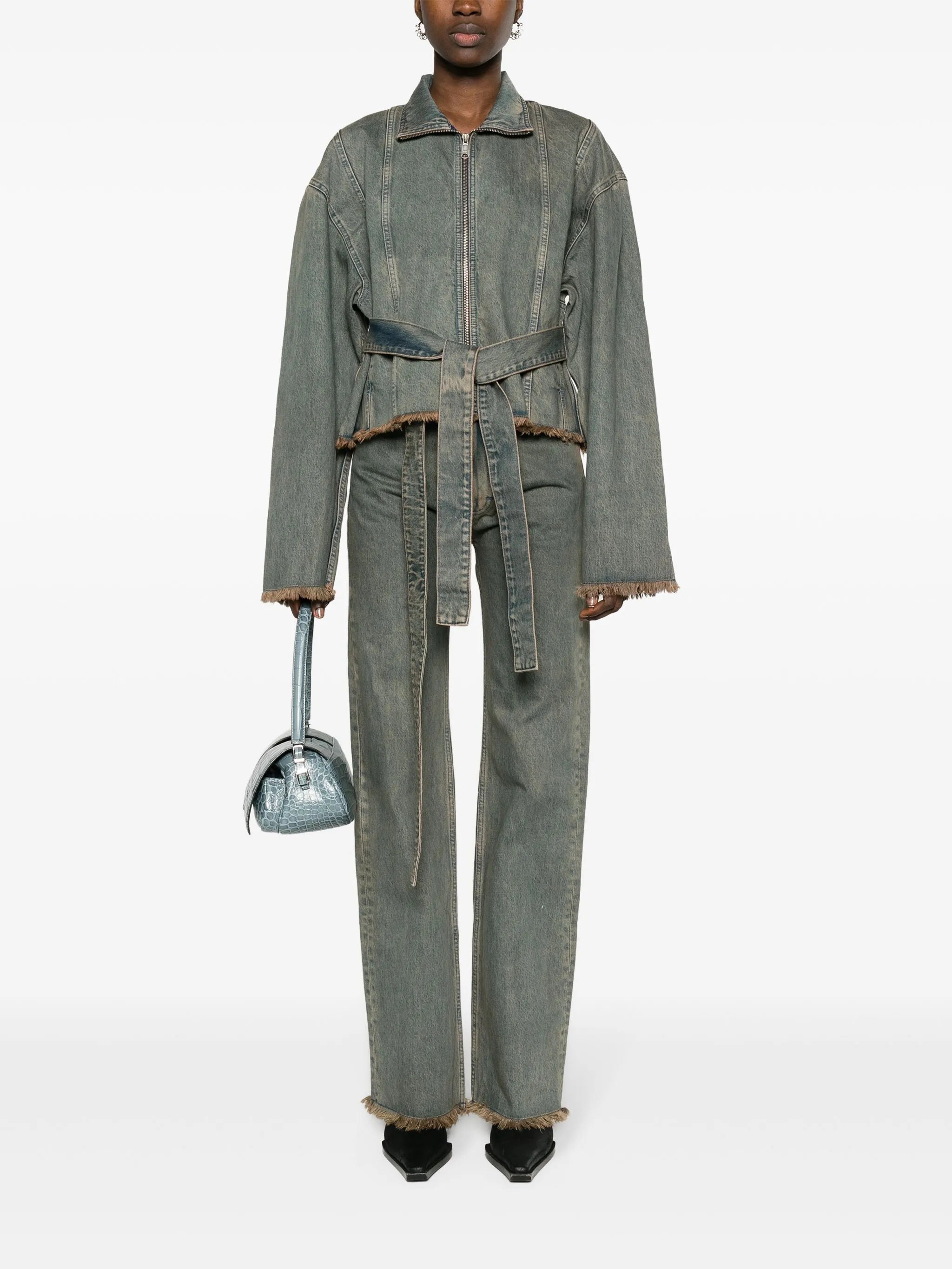 Wrap Belt straight-leg jeans