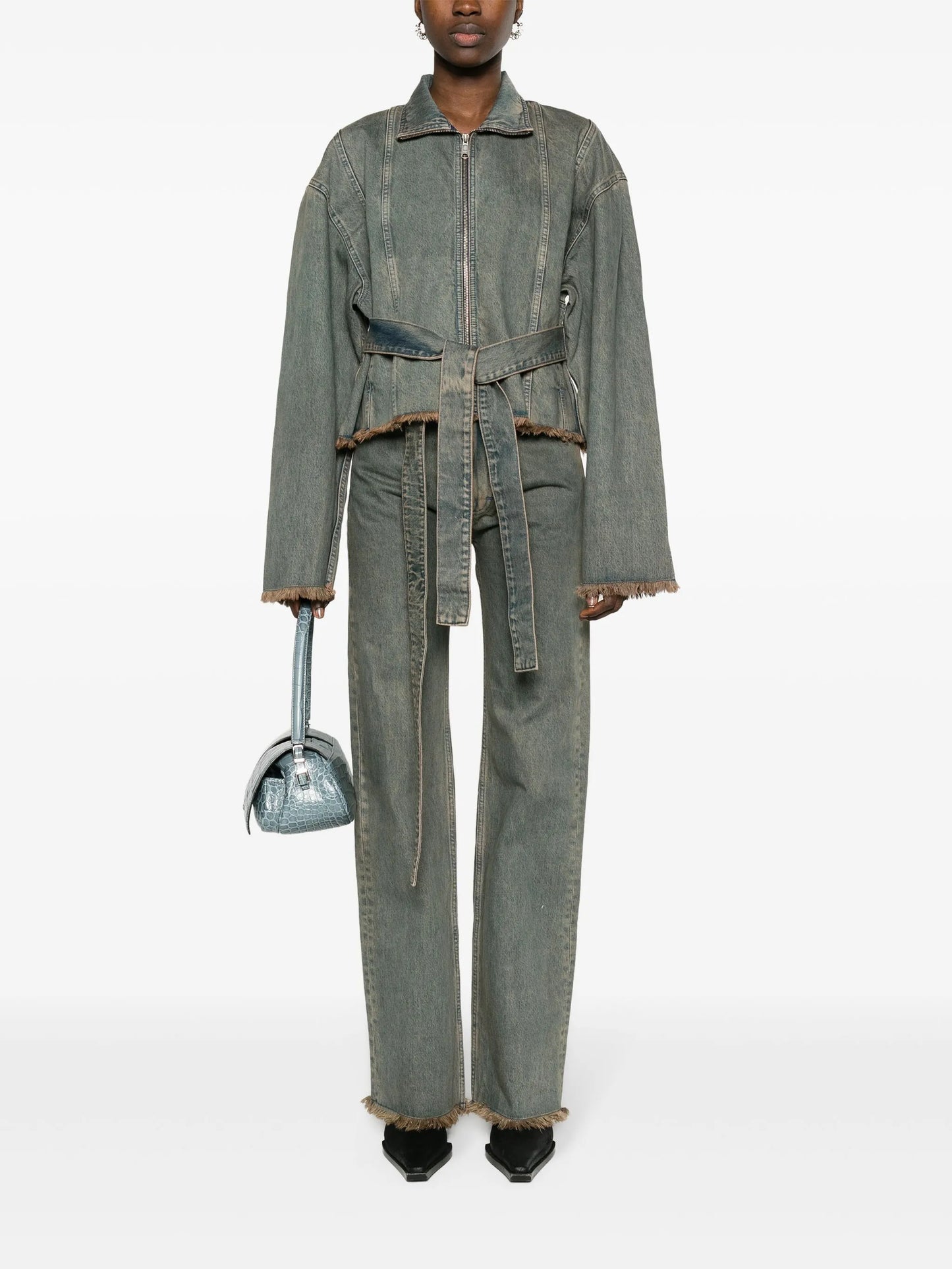 Wrap Belt straight-leg jeans