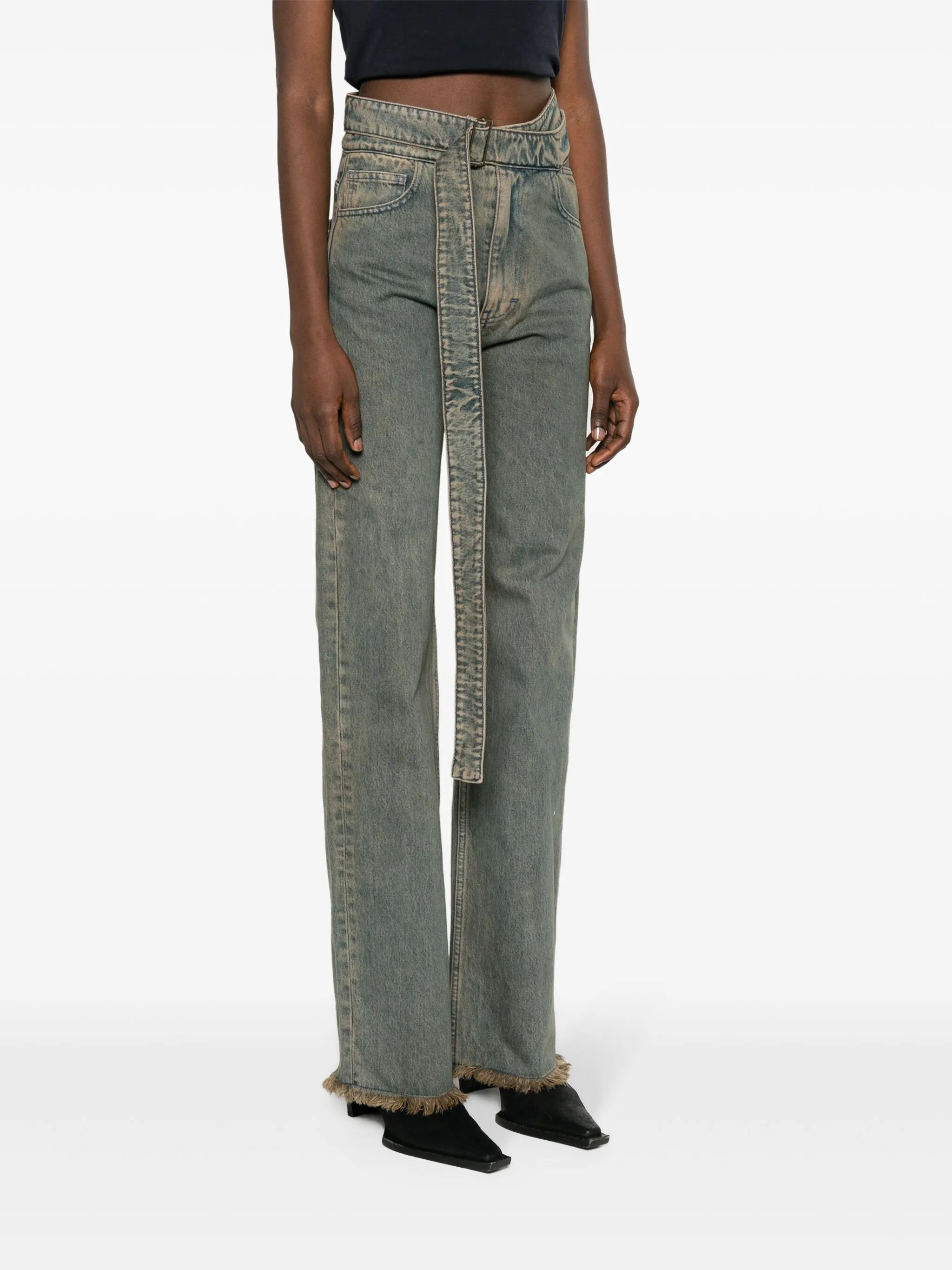 Wrap Belt straight-leg jeans