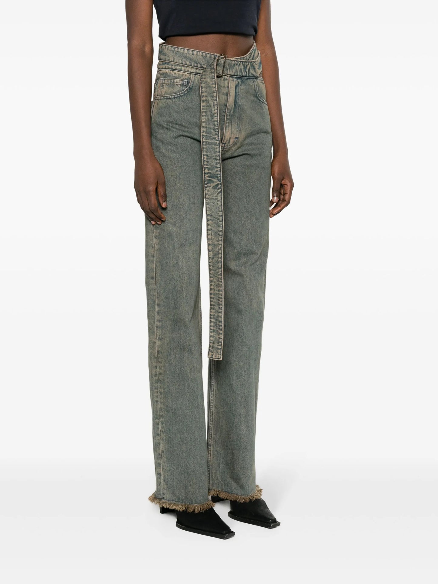 Wrap Belt straight-leg jeans