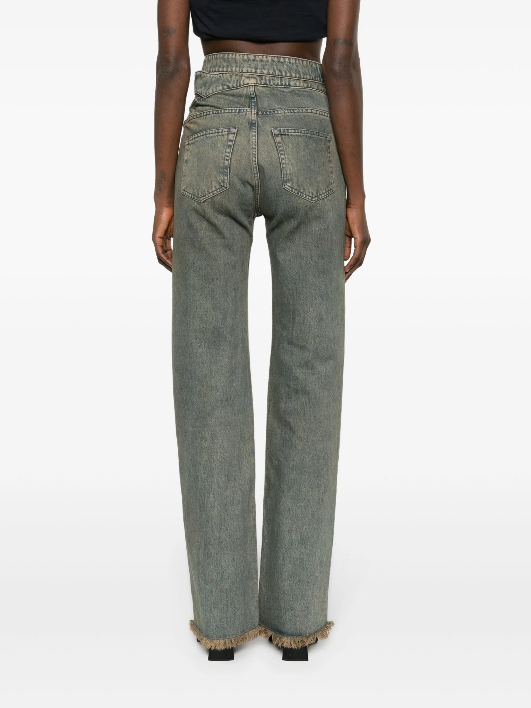 Wrap Belt straight-leg jeans